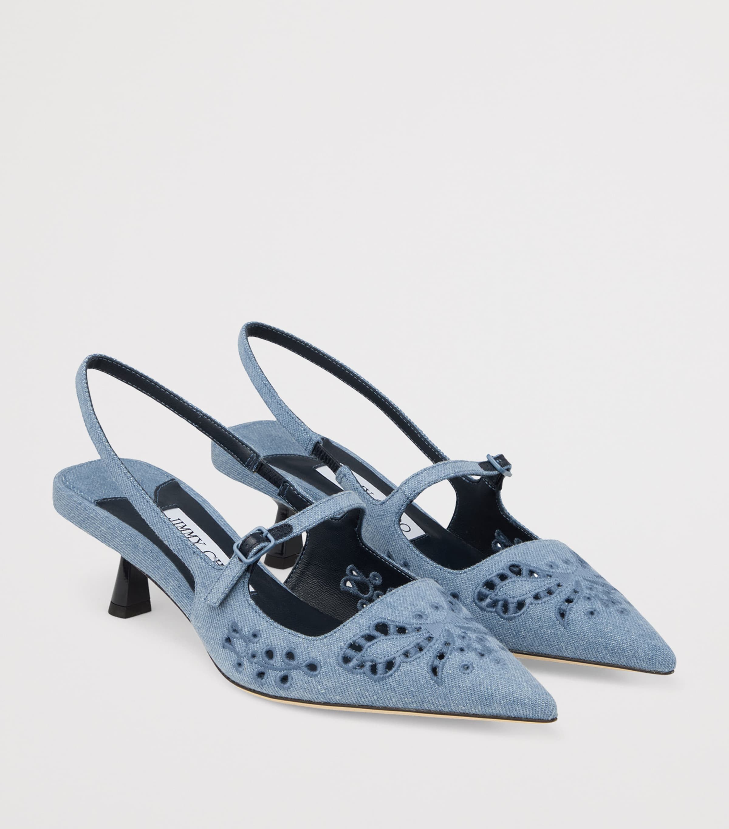 Jimmy Choo Didi 45 Denim Slingback Pumps | Harrods UK