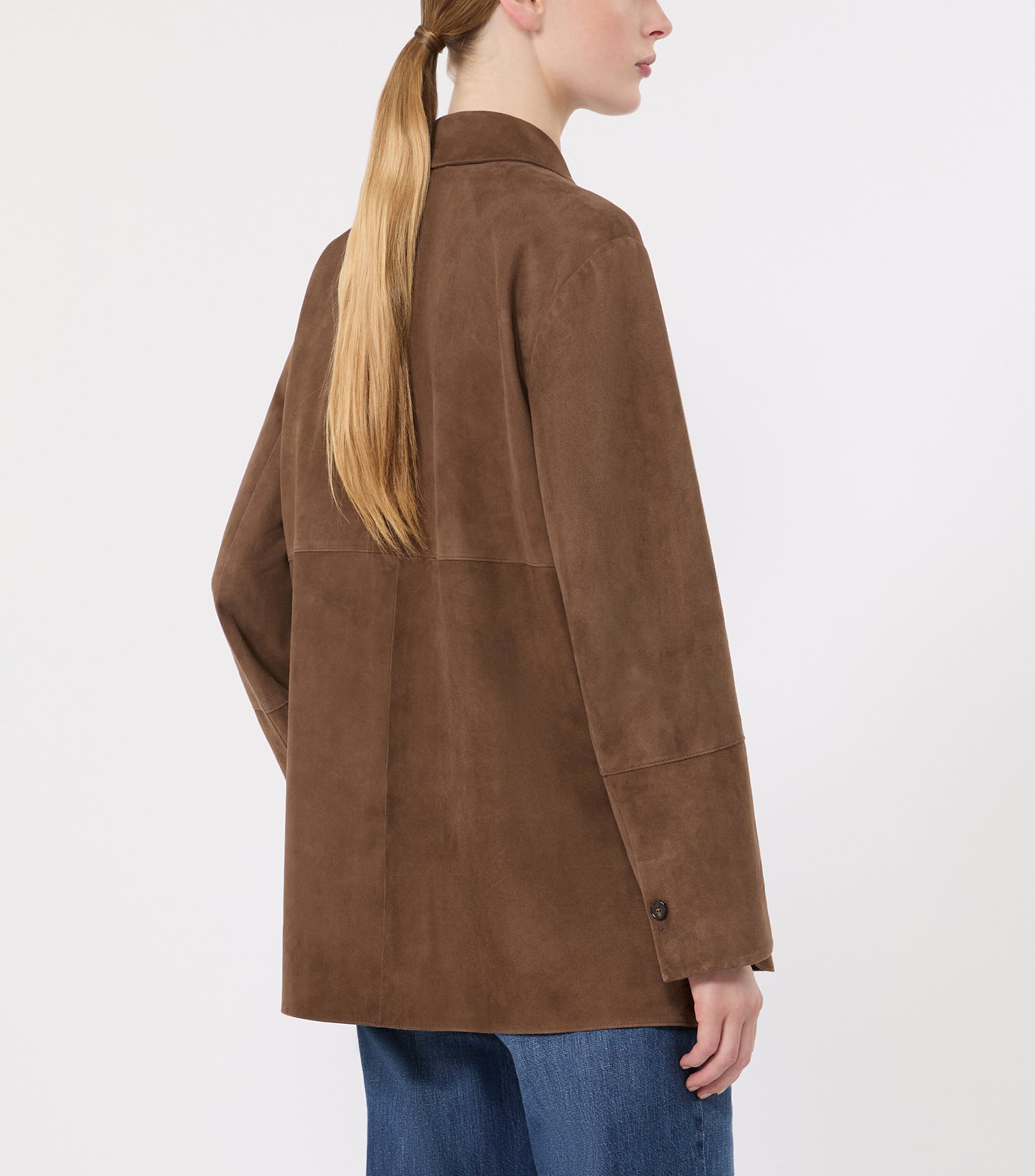 Max Mara Womens Suede Shirt Jacket Mud Image 4