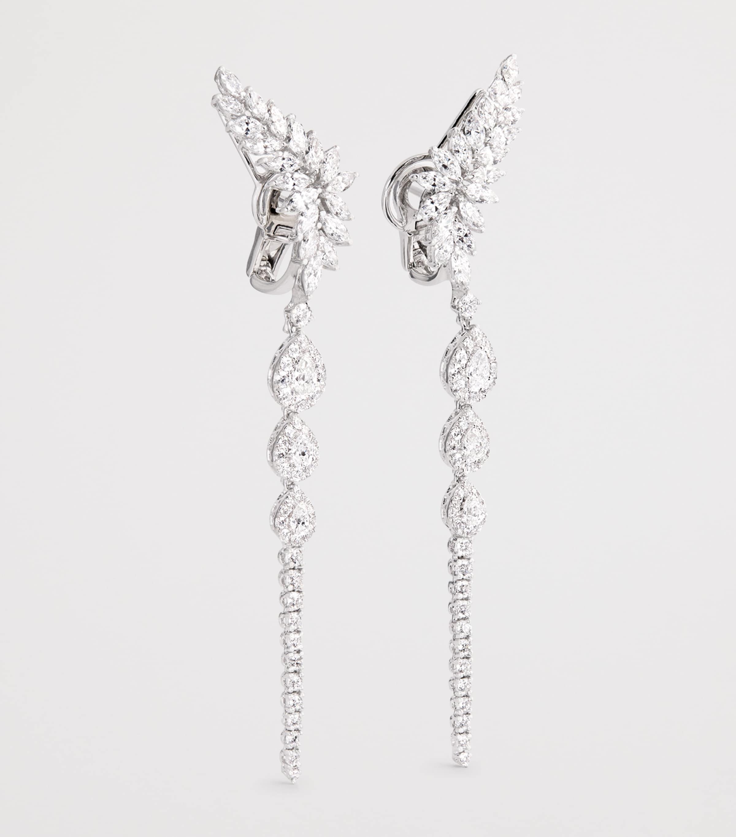 White Gold and Diamond Pearlescent Drop Earrings WHITE GOLD Image 3