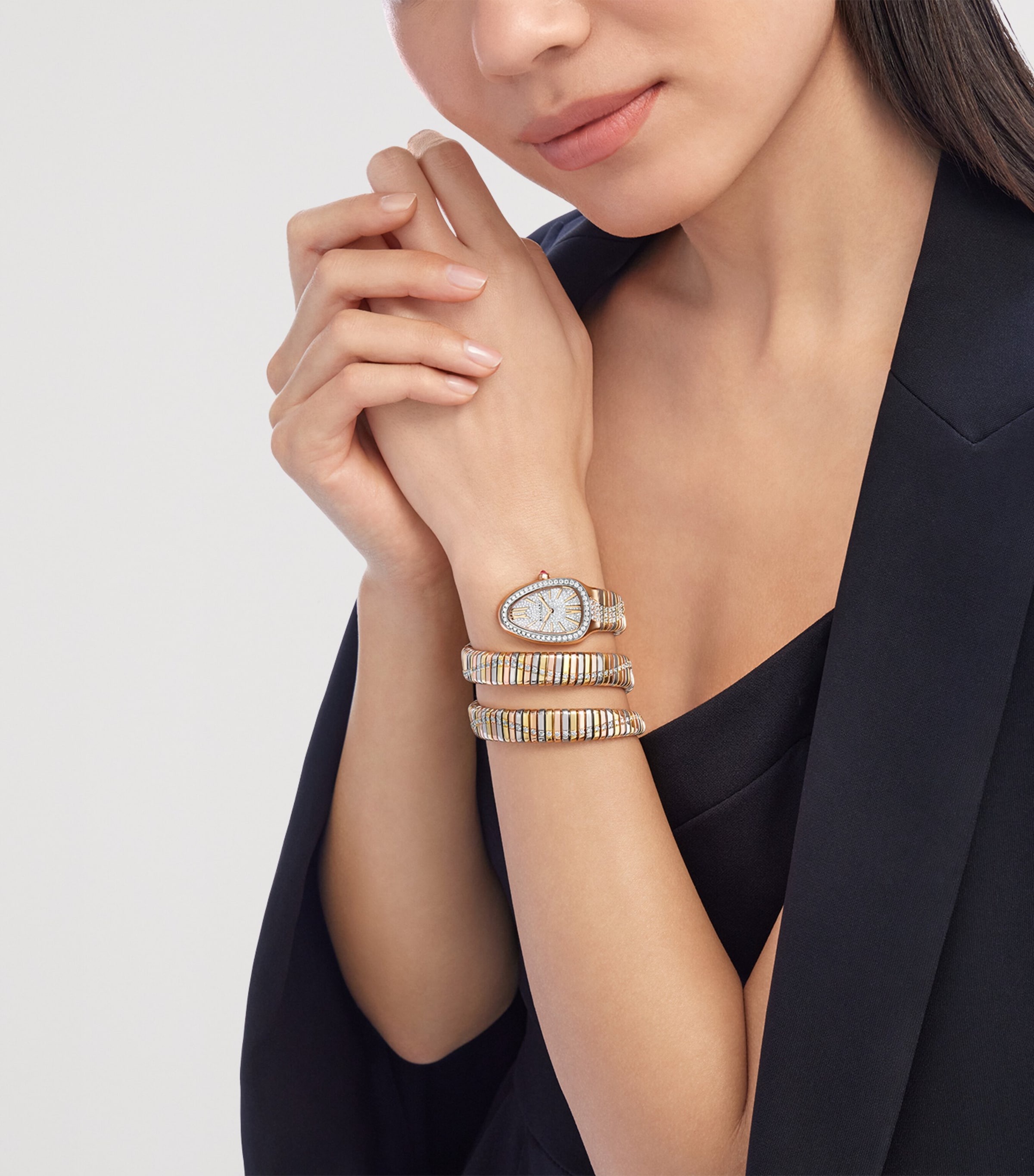 Mixed Gold and Diamond Serpenti Tubogas Infinity Watch 35mm STONES Image 5