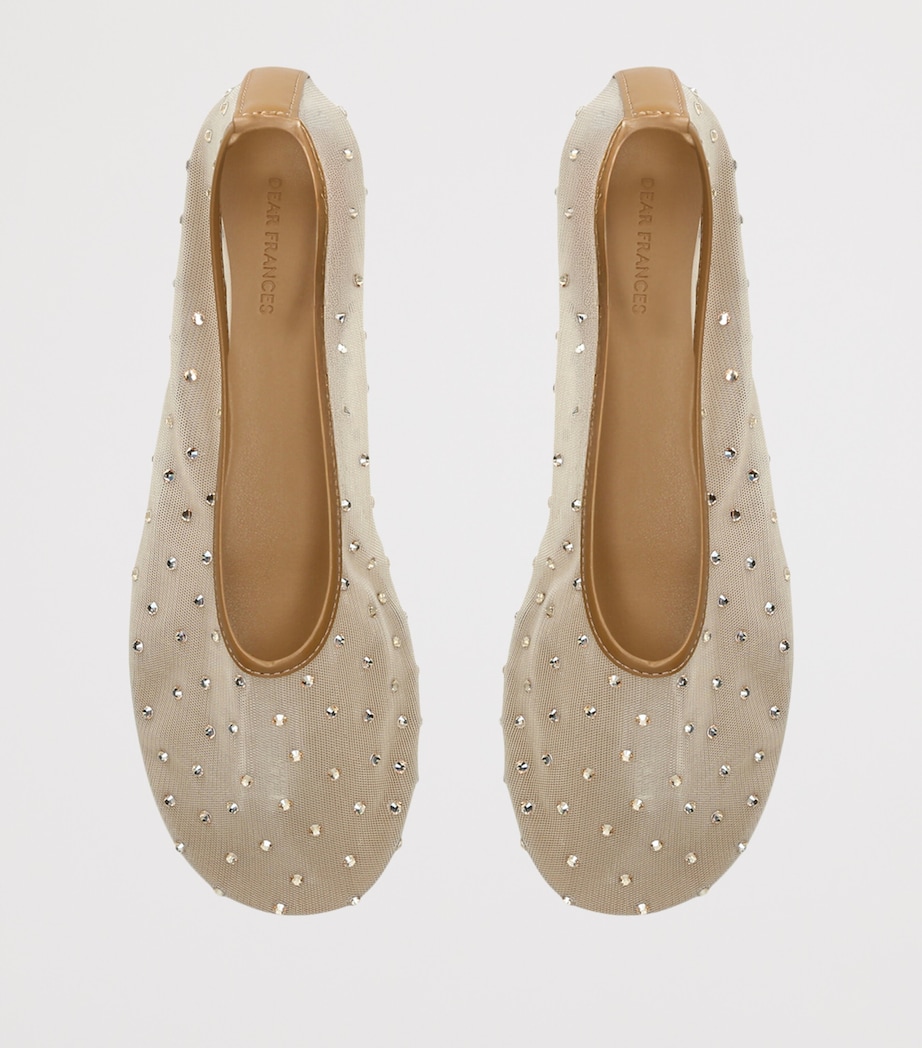 Dear Frances Mesh Embellished Balla Ballet Flats Camel Image 4
