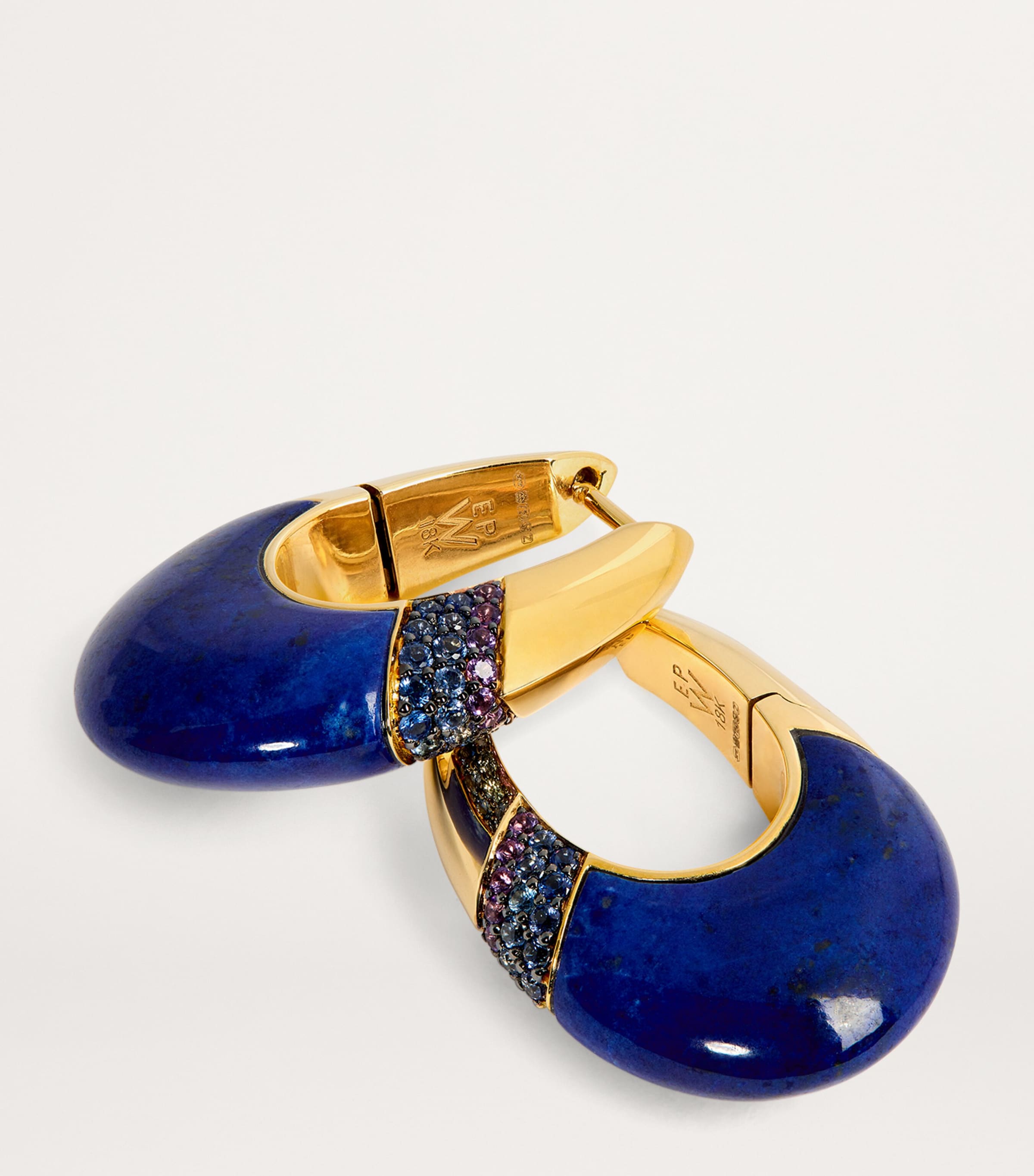 Yellow Gold, Lapis and Sapphire Bernadette Oval Earrings YELLOW GOLD Image 6