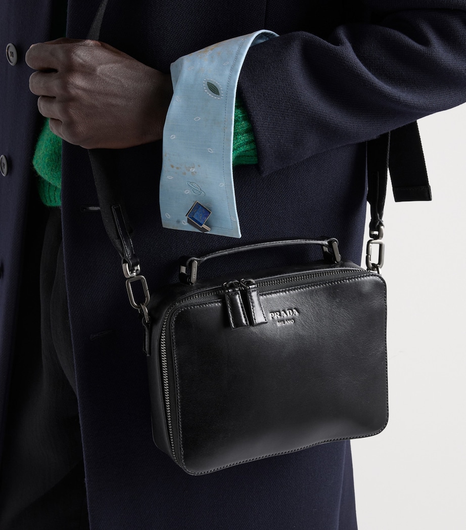 Prada Leather Brique Cross-Body Bag Black Image 8