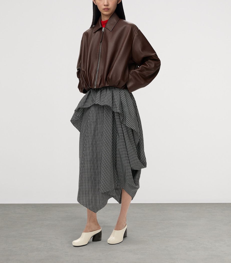 LOEWE Womens Draped Check Midi Skirt Black/white Image 2