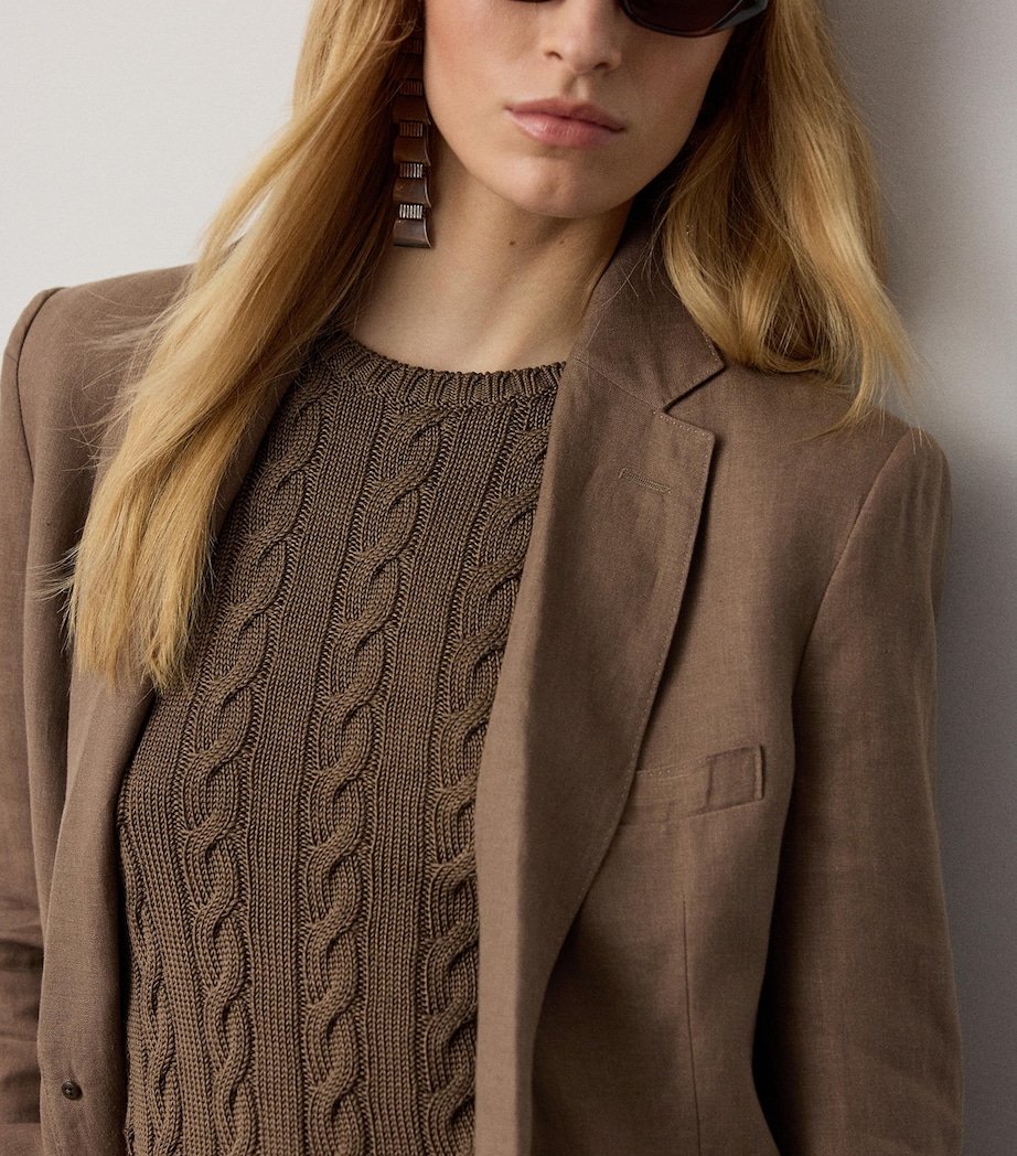 Ralph Lauren Collection Womens Silk-Blend Cable-Knit Sweater Portobello Image 4