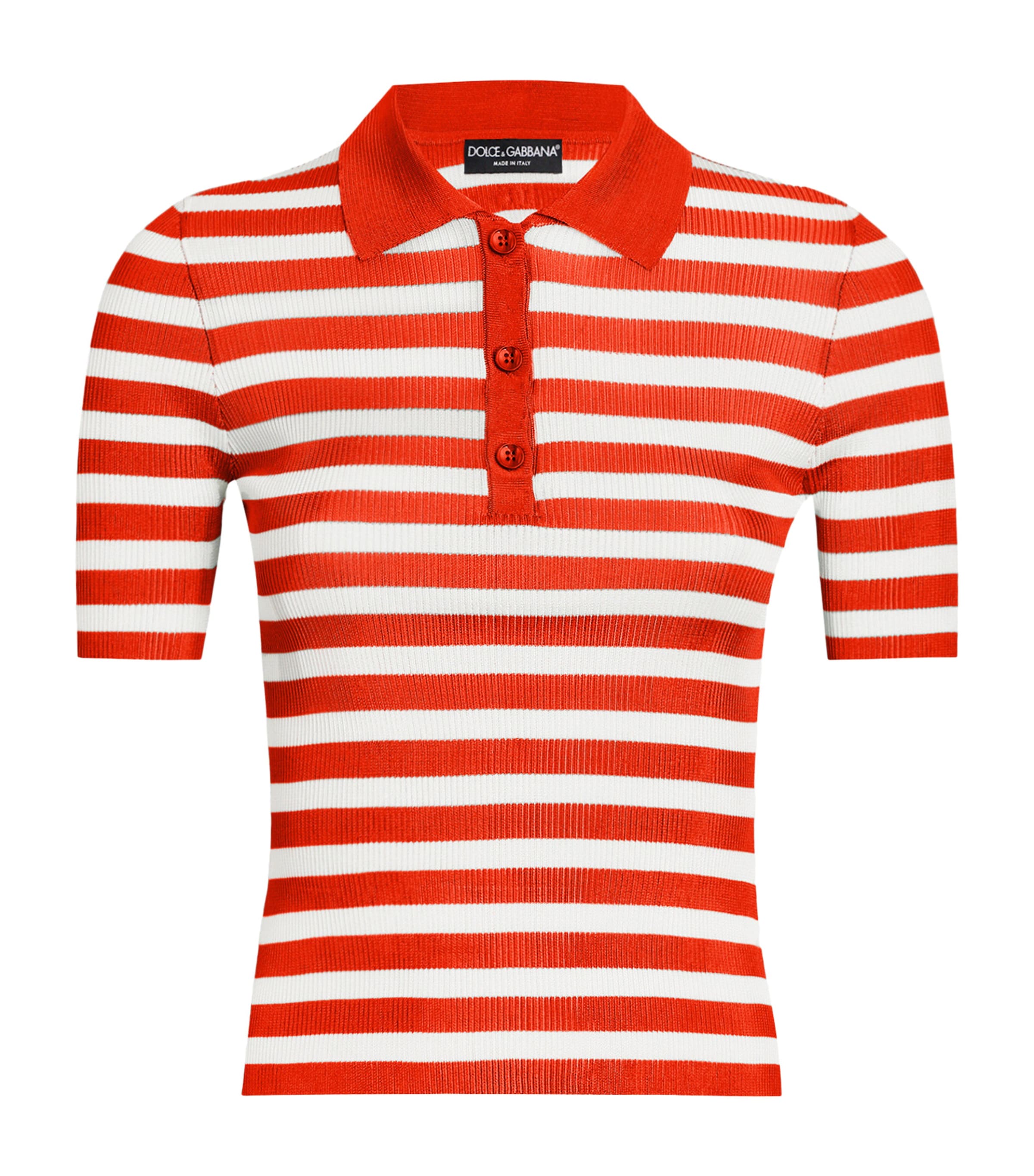 Dolce & Gabbana Red Striped Polo Shirt In Red