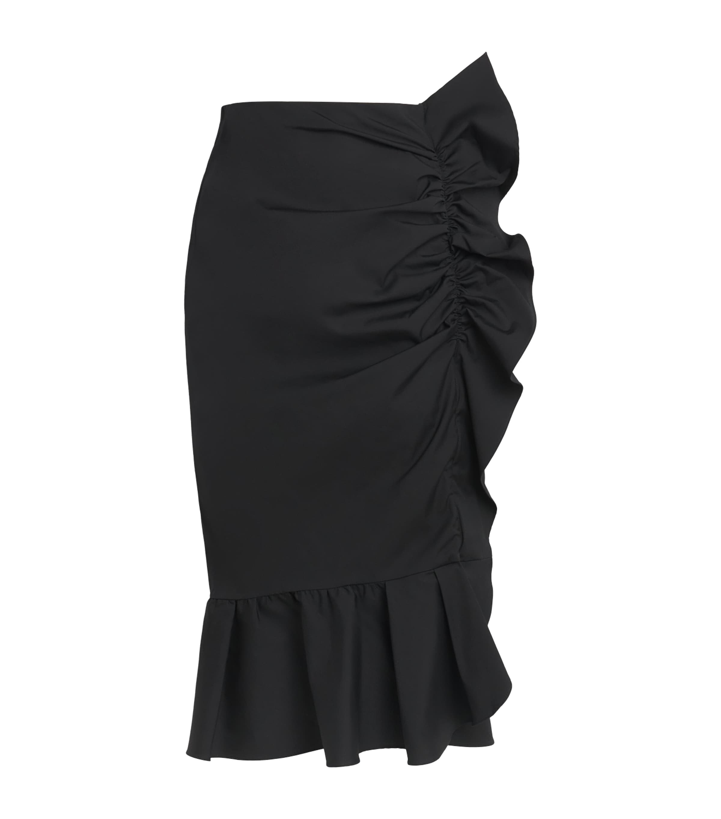 Carolina Herrera Womens Cotton-Blend Ruffle Midi Skirt Black Image 1