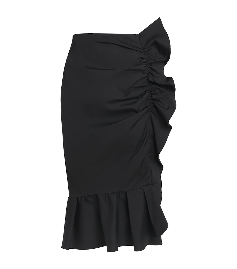 Carolina Herrera Womens Cotton-Blend Ruffle Midi Skirt Black Image 1