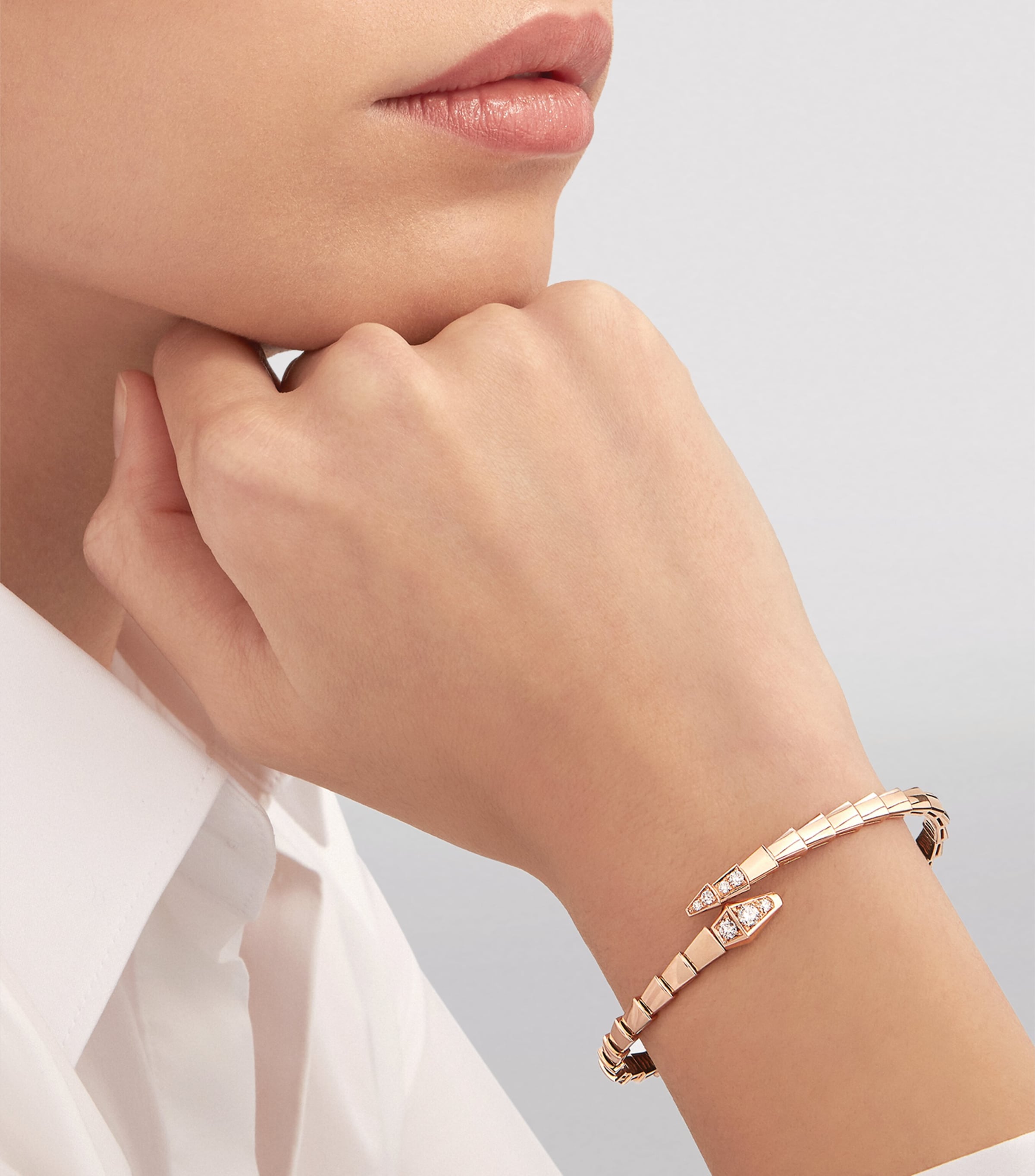 Medium Rose Gold and Diamond Serpenti Viper Bracelet ROSE GOLD Image 6