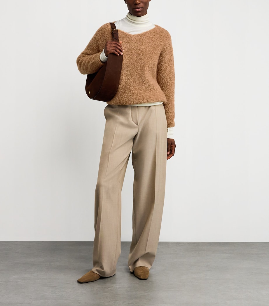 Camel Wool-Silk Bouclé Oversized Sweater CAMEL Image 2