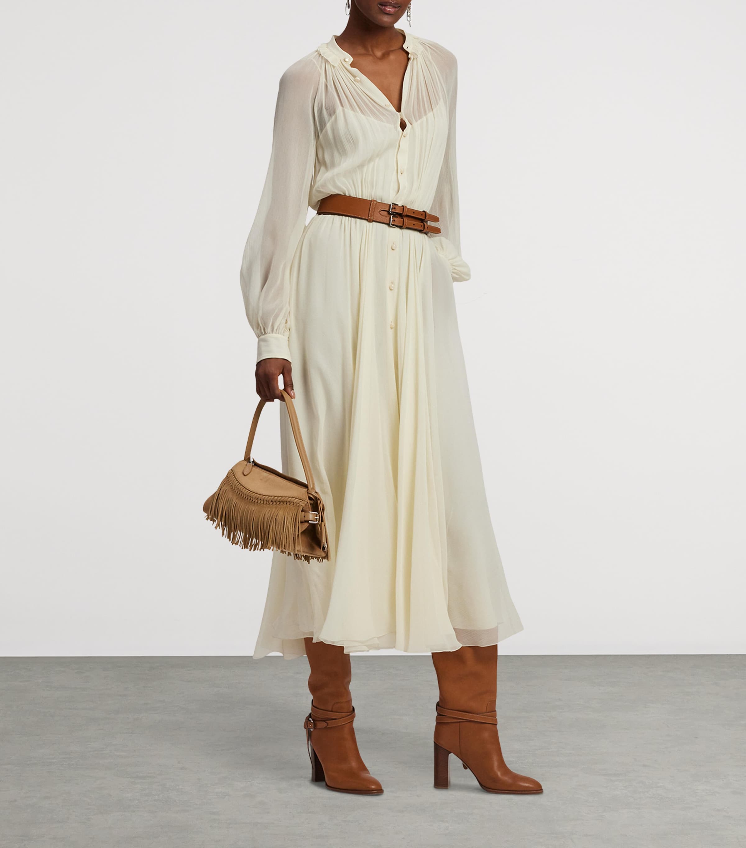 Mulberry Silk Grantly Midi Shirt Dress LUX CREAM Image 10