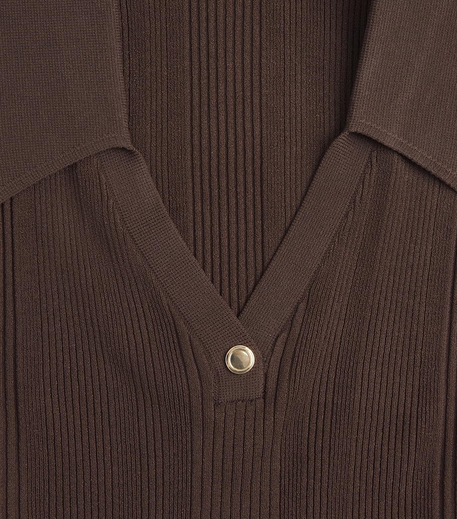 Sandro Paris Womens Knitted Polo Bodysuit Brown Image 6