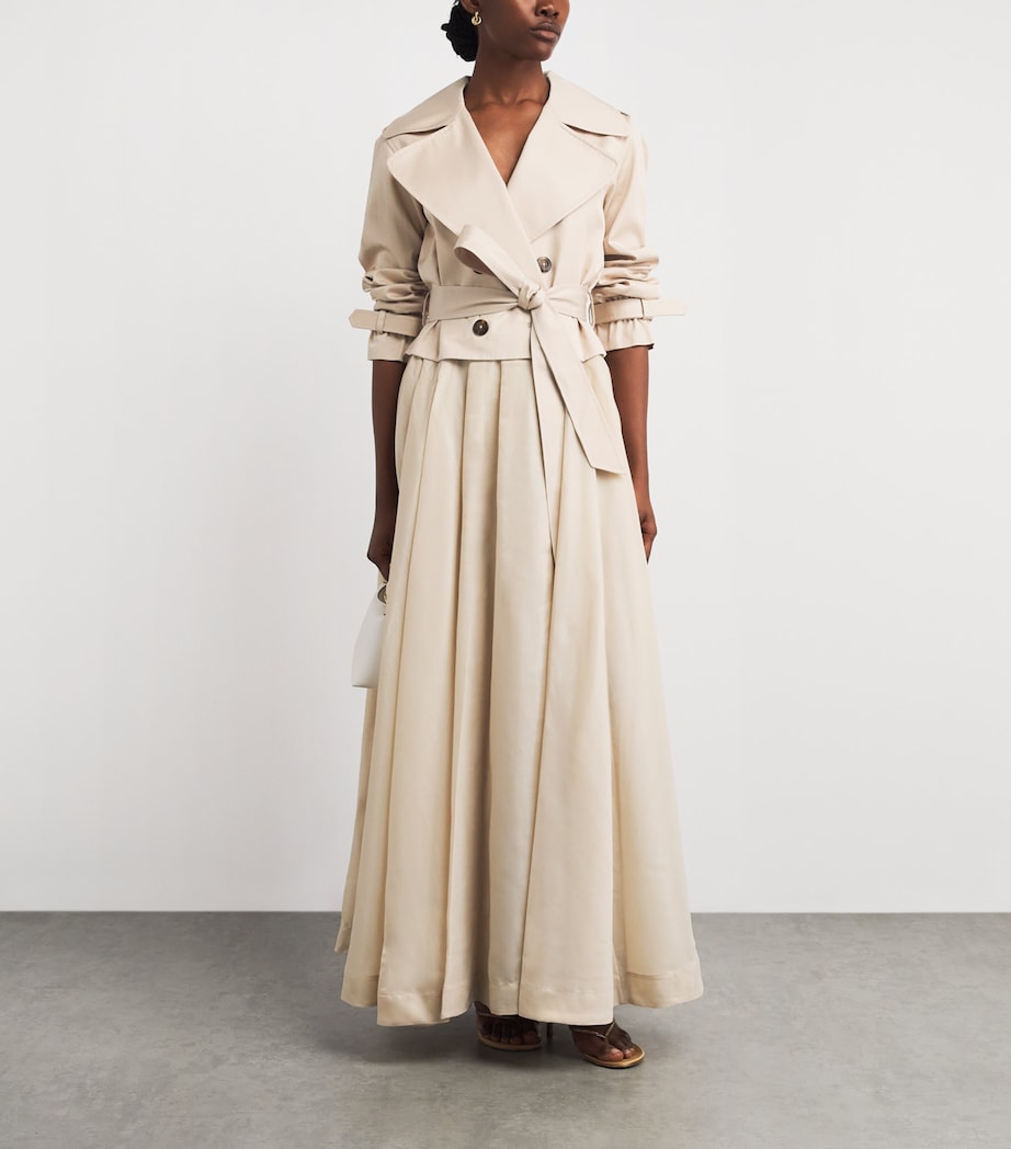 Alice+Olivia Womens Cotton Nevada Trench Coat Latte Image 2