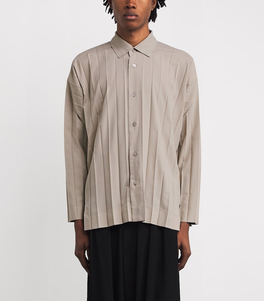 Homme Plissé Issey Miyake Mens Wide Pleated Shirt Gray Image 3