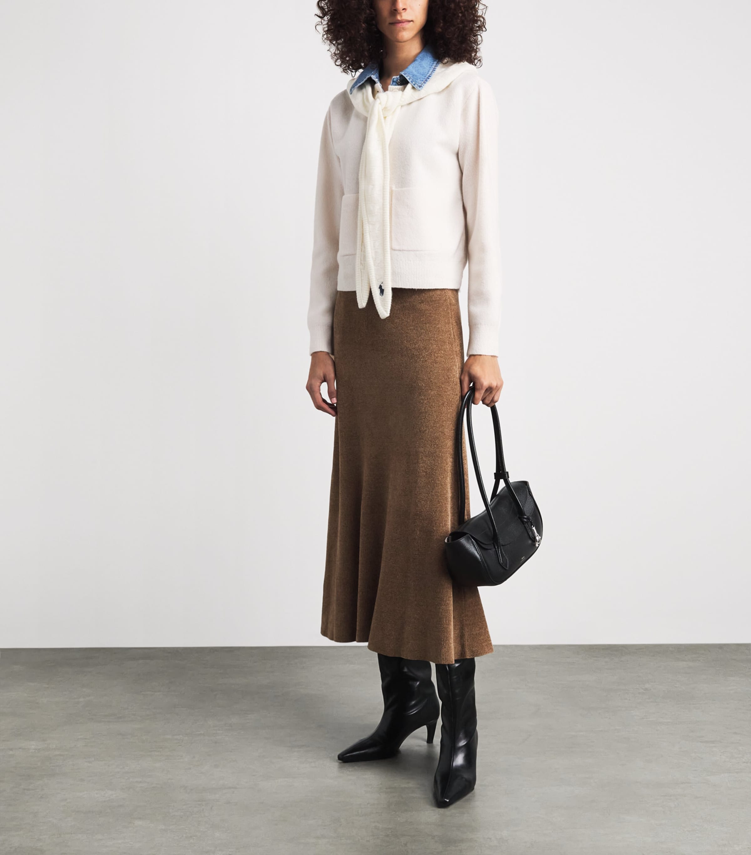 Polo Ralph Lauren Wool-Cashmere Cable-Knit Wrap Snood Cream Image 2