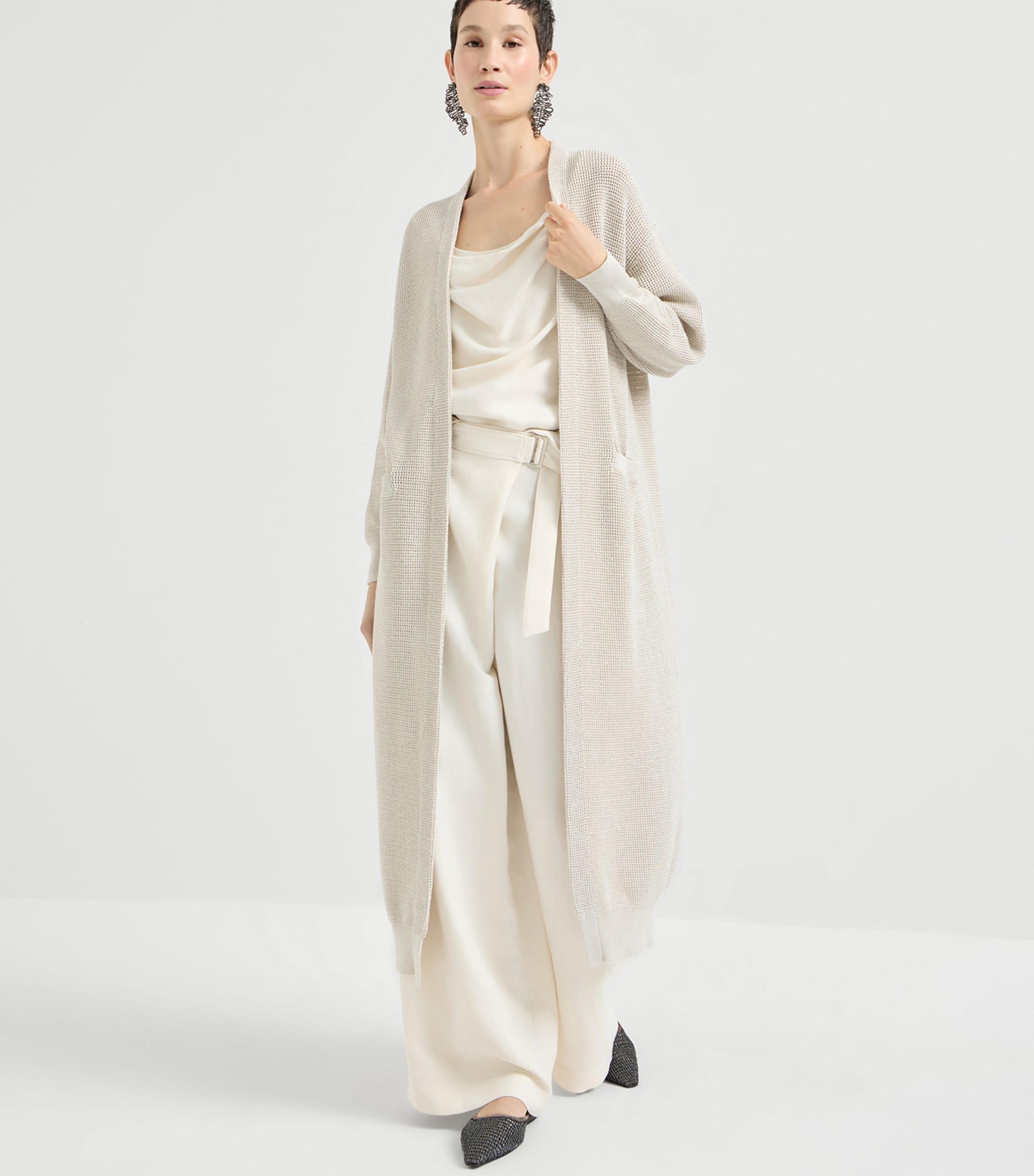 Cotton-Blend Knitted Long Cardigan CY948 Image 2