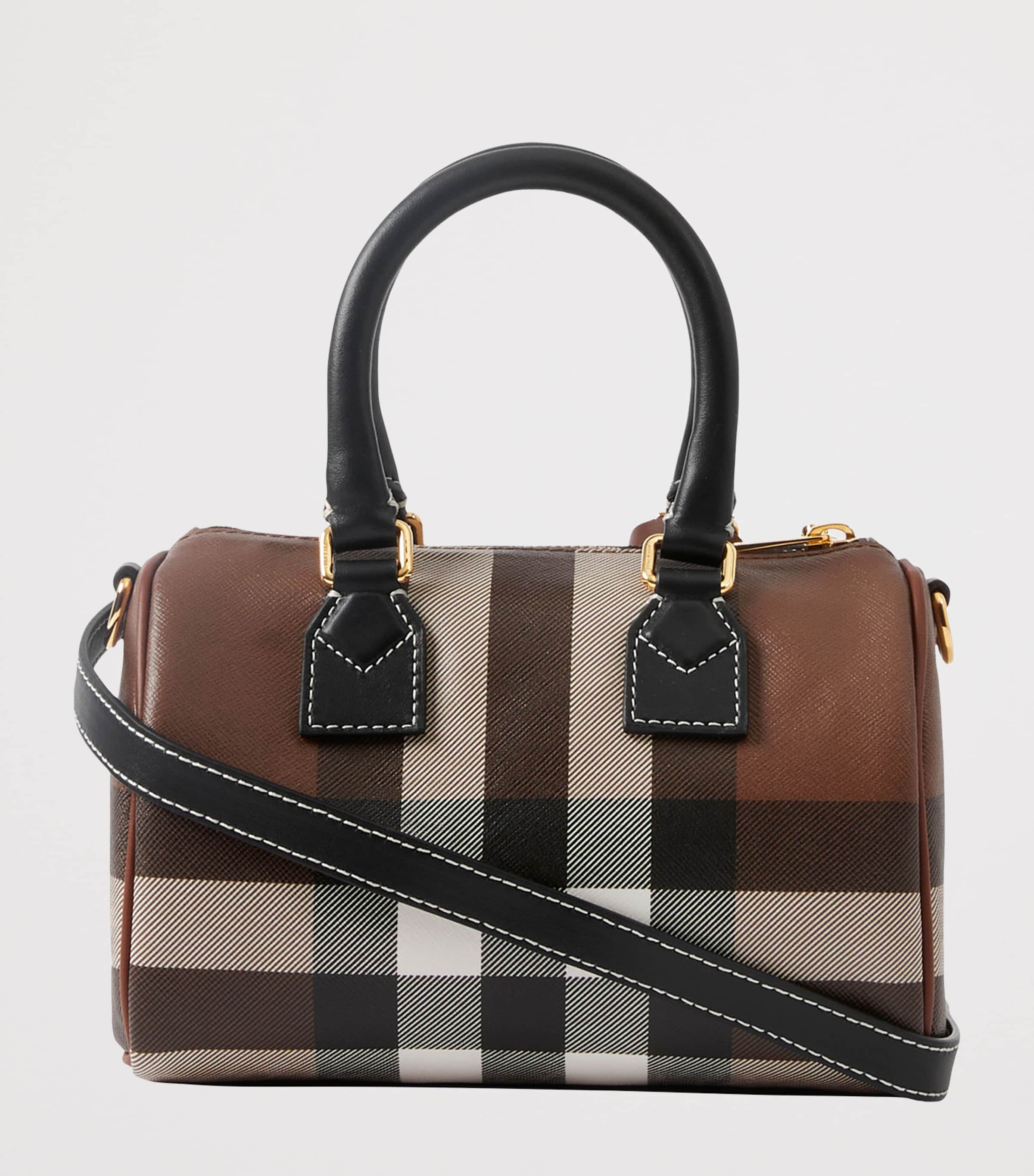 Burberry Mini Check Bowling Bag Dark Birch Brown Chk Image 3