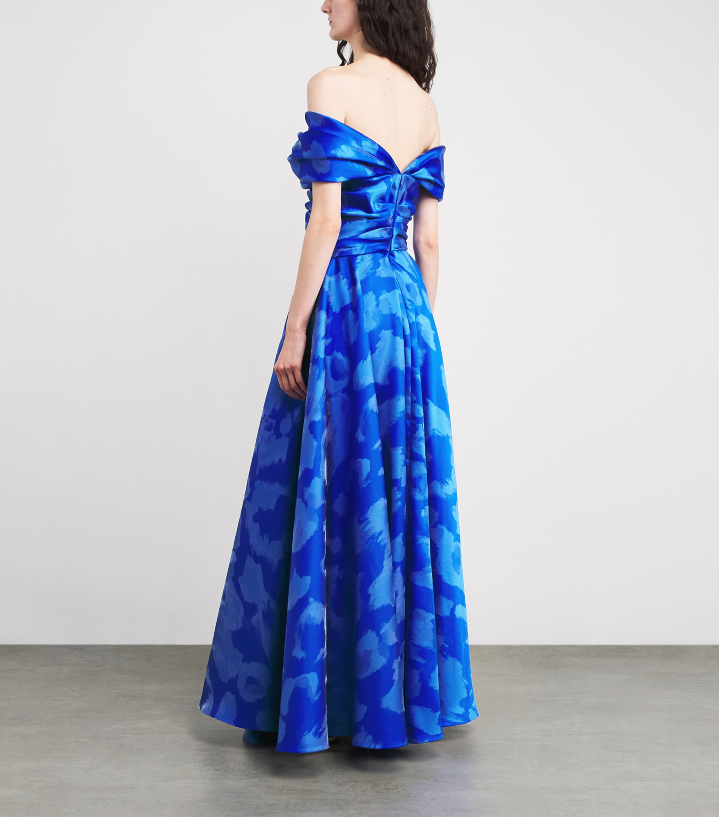 Satin Off-The-Shoulder Gown 408 PERIWINKLE Image 3