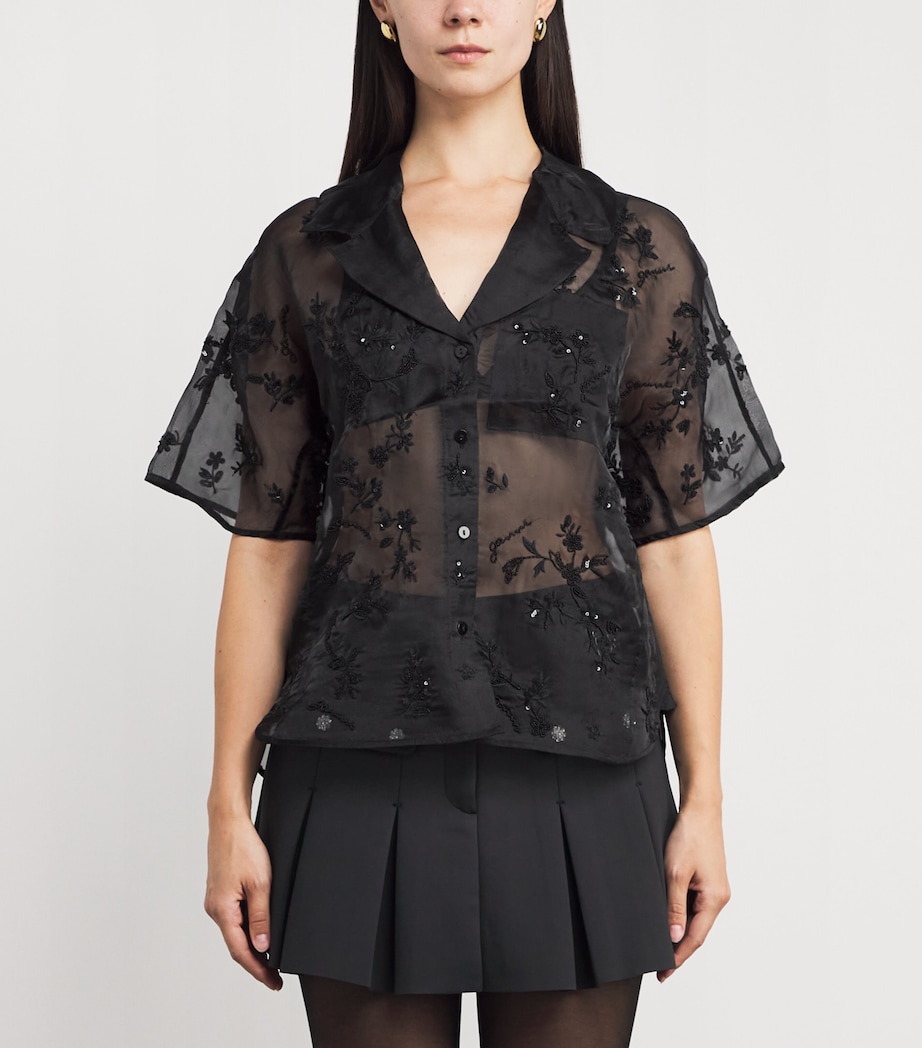 Embellished Organza Shirt 099 BLACK Image 3