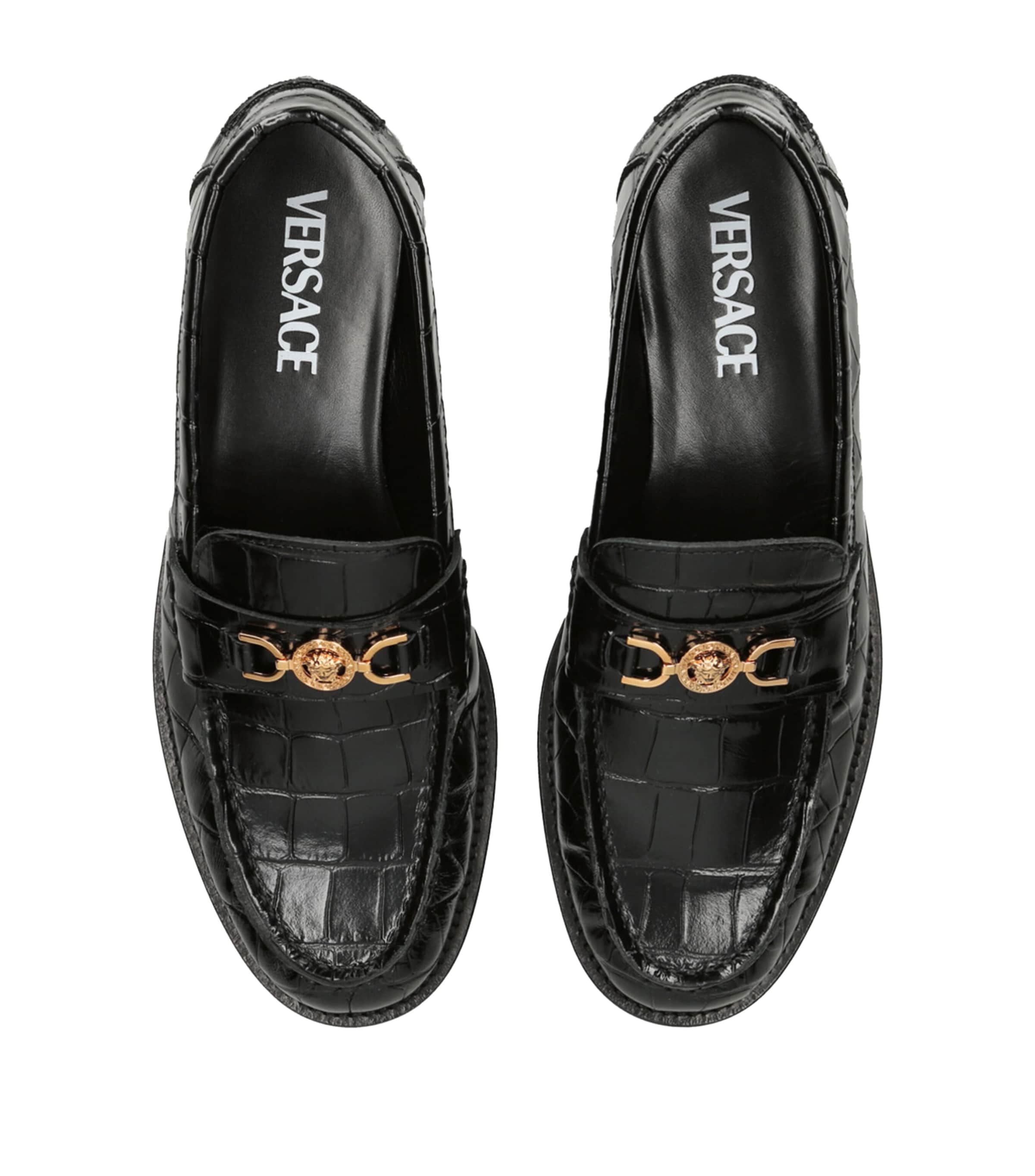 Leather Medusa Loafers BLACK Image 4