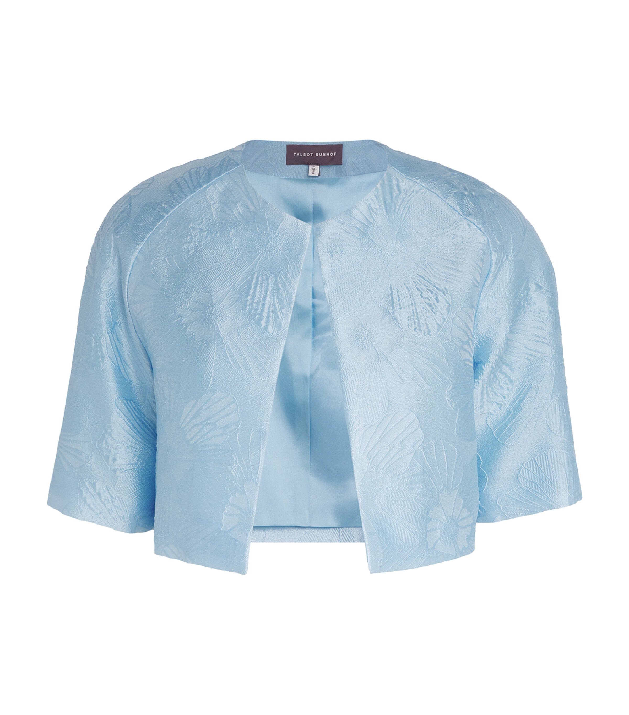 Talbot Runhof Womens Jacquard Cropped Jacket Sky Image 1