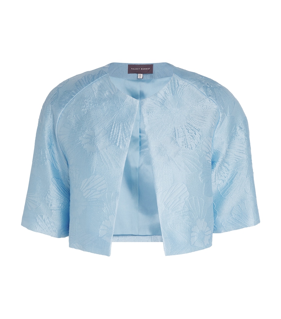 Talbot Runhof Womens Jacquard Cropped Jacket Sky Image 1