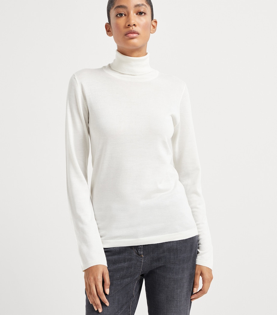Brunello Cucinelli Womens Cashmere-Silk-Blend Rollneck Sweater Image 2