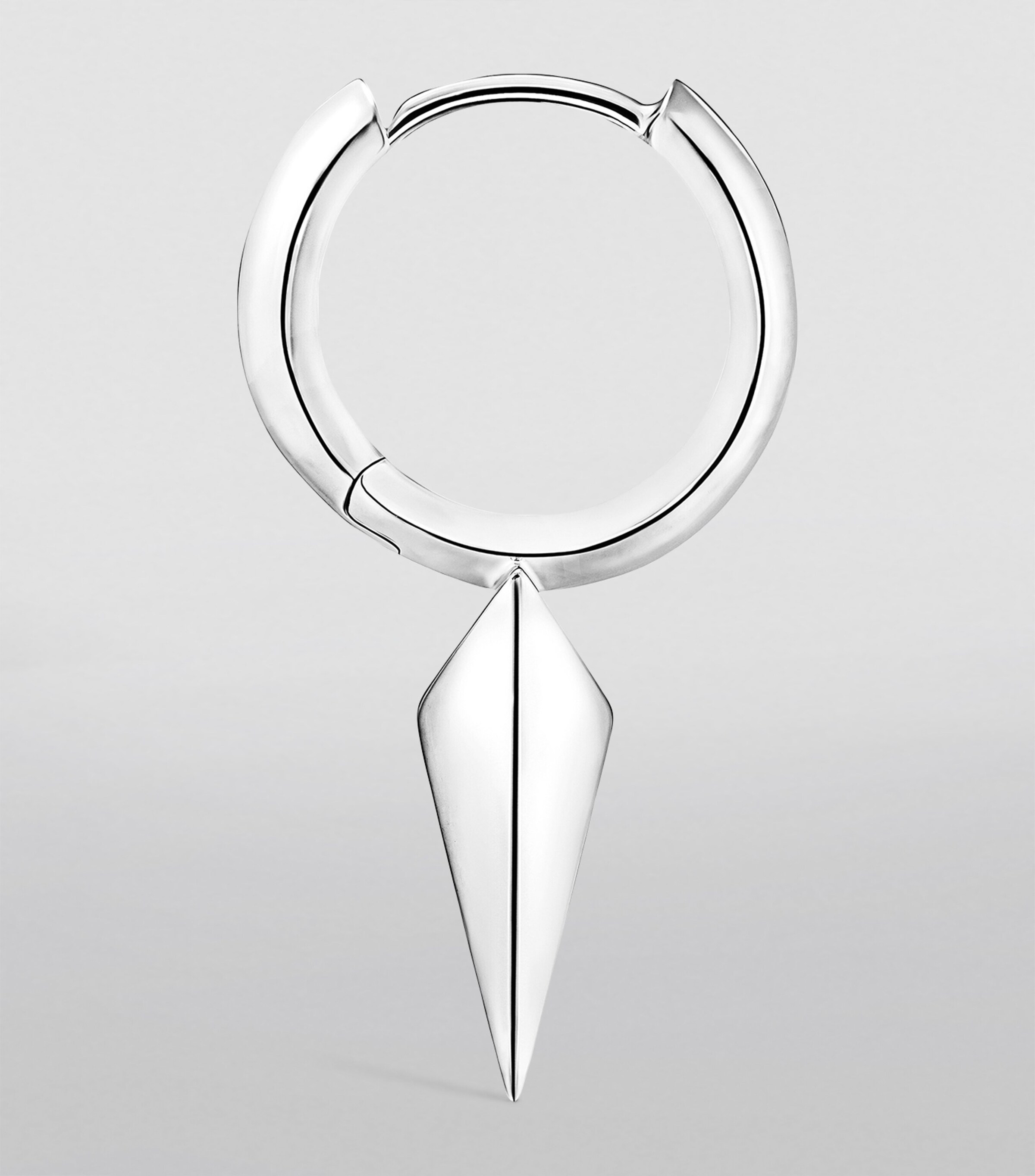 White Gold Faceted Single Long Spike Hoop Earring (8mm) WHITE GOLD Image 2