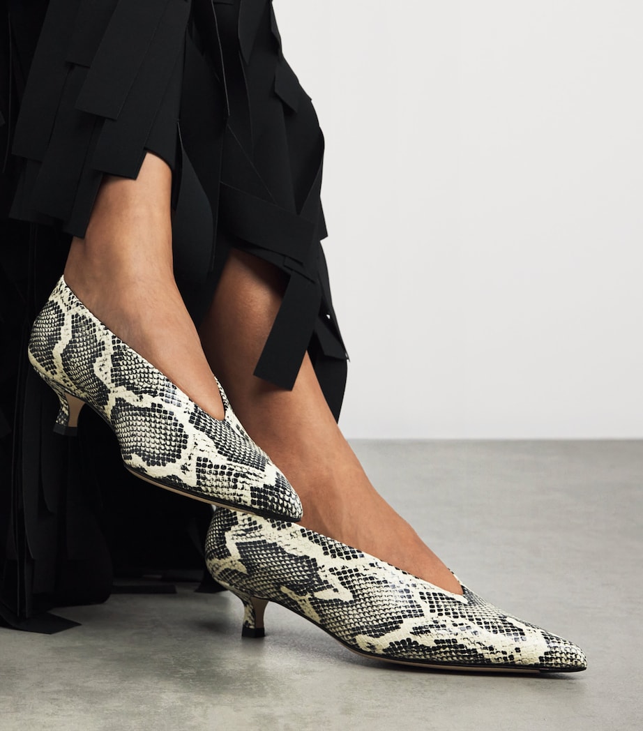 Leather Snake Print Clara Pumps 35 CREAM Image 2