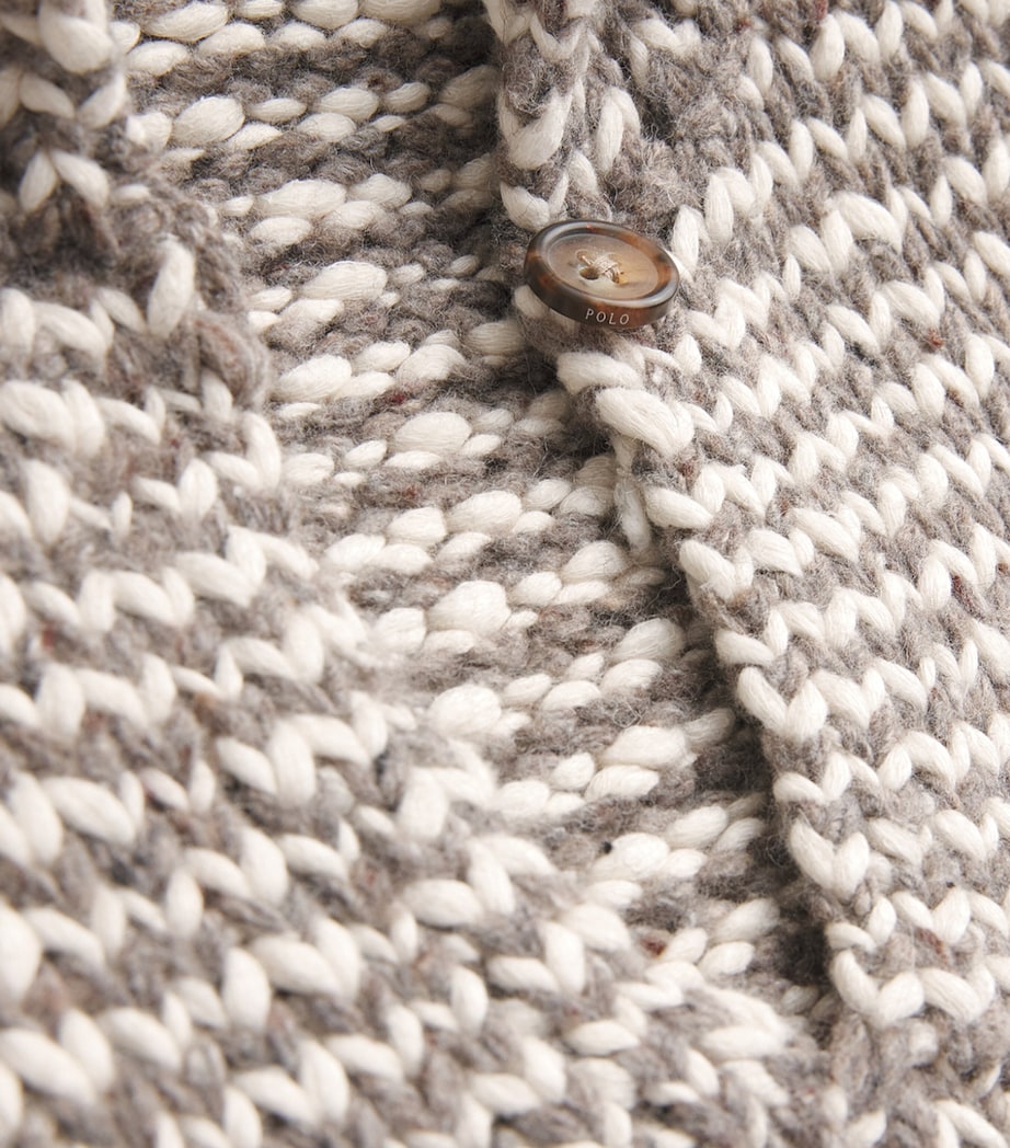Polo Ralph Lauren Womens Cotton-Wool Blend Sweater Stone Grey/crm Strp Image 6