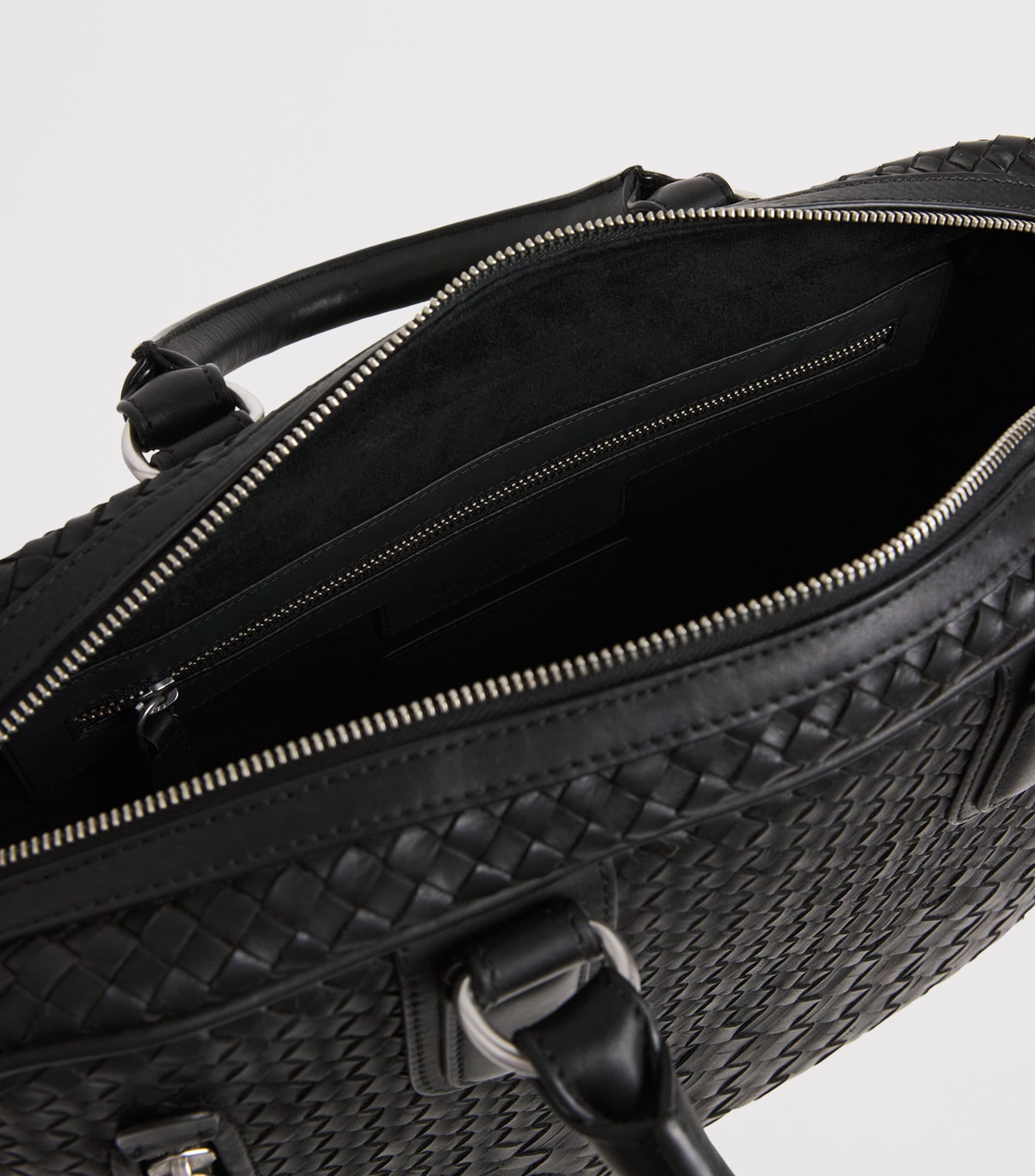 Officine Creative Leather Woven Armor Briefcase Nero Image 5