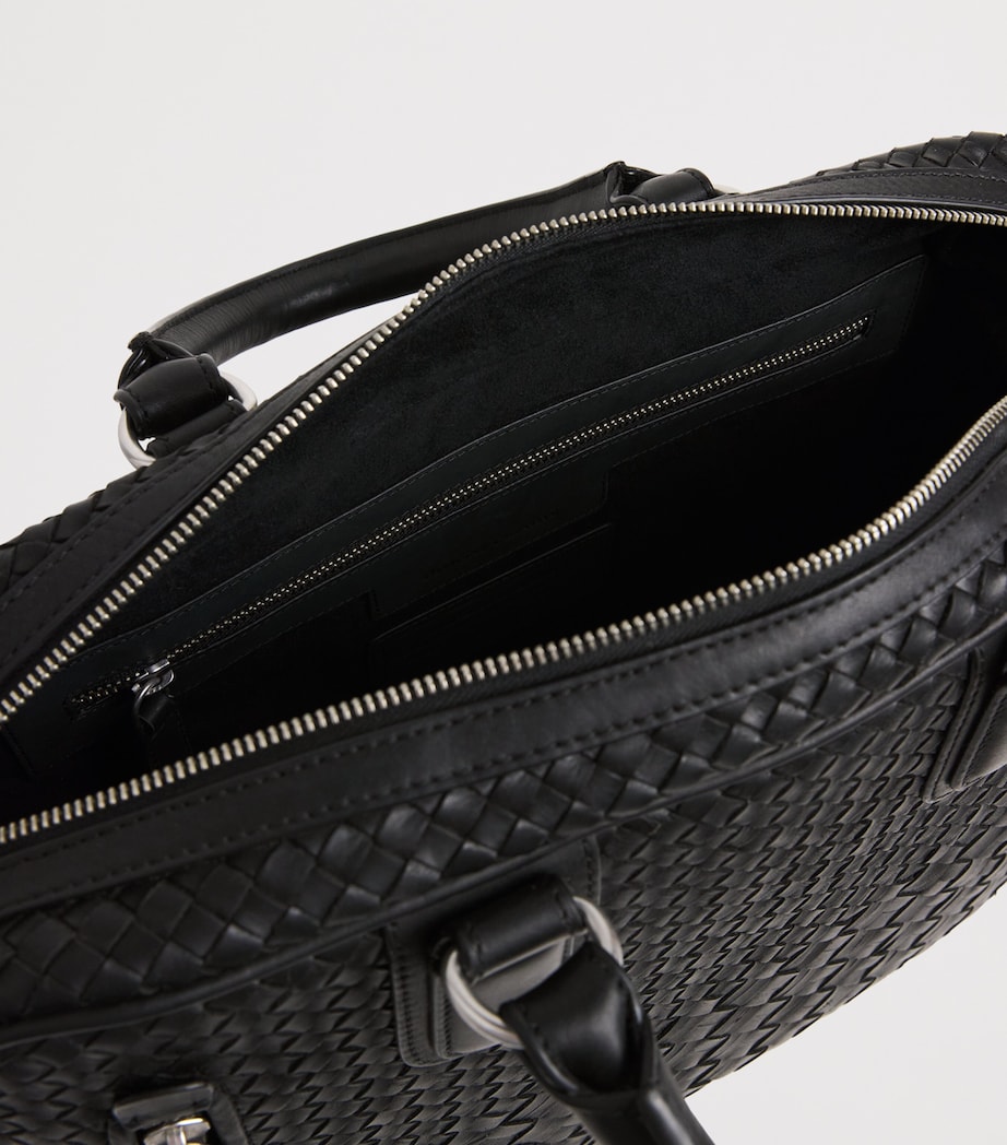 Officine Creative Leather Woven Armor Briefcase Nero Image 5