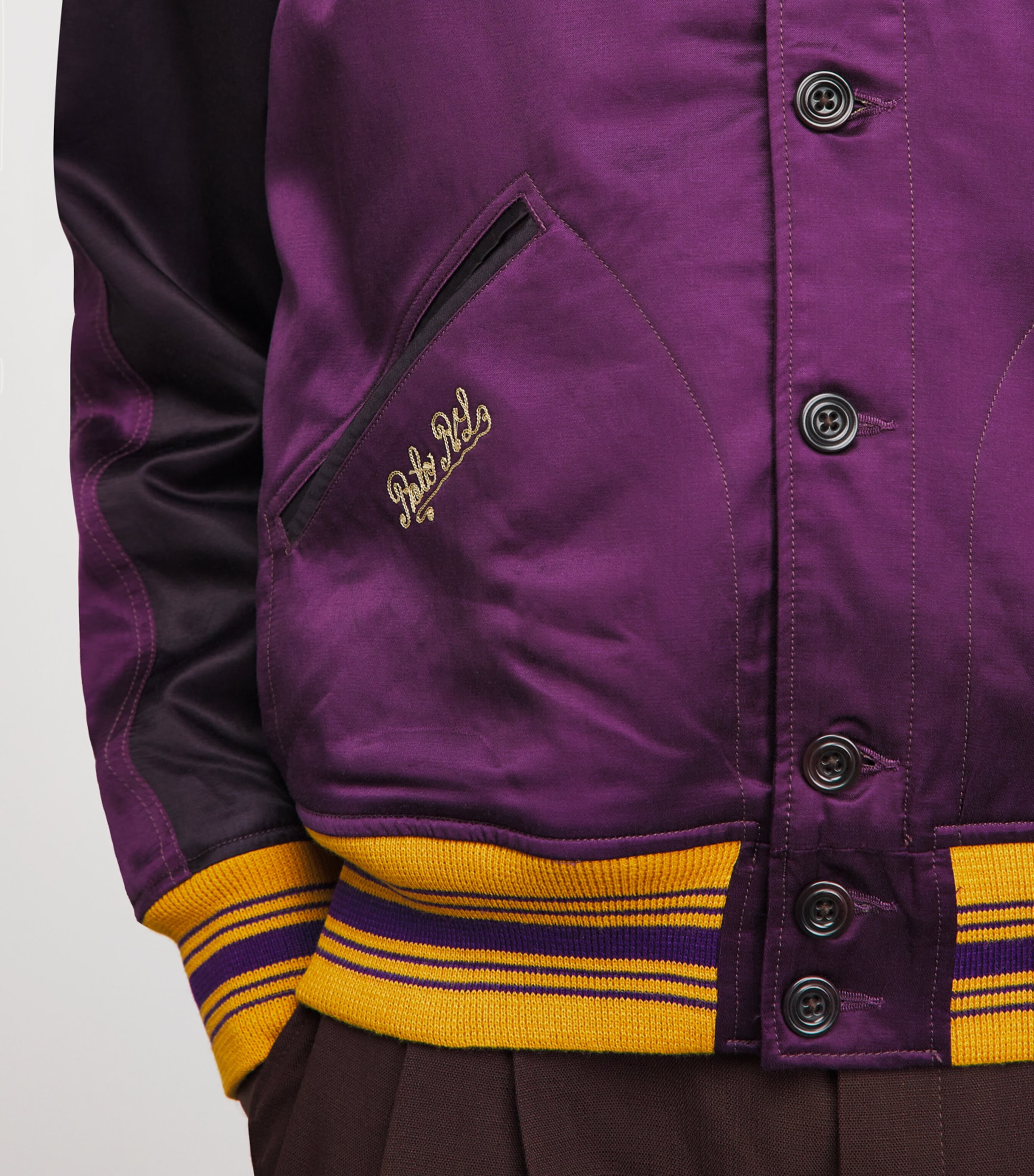 Polo Ralph Lauren Mens Satin Embroidered Bomber Jacket Brgnd Rs/st Prpl Mlt Image 3