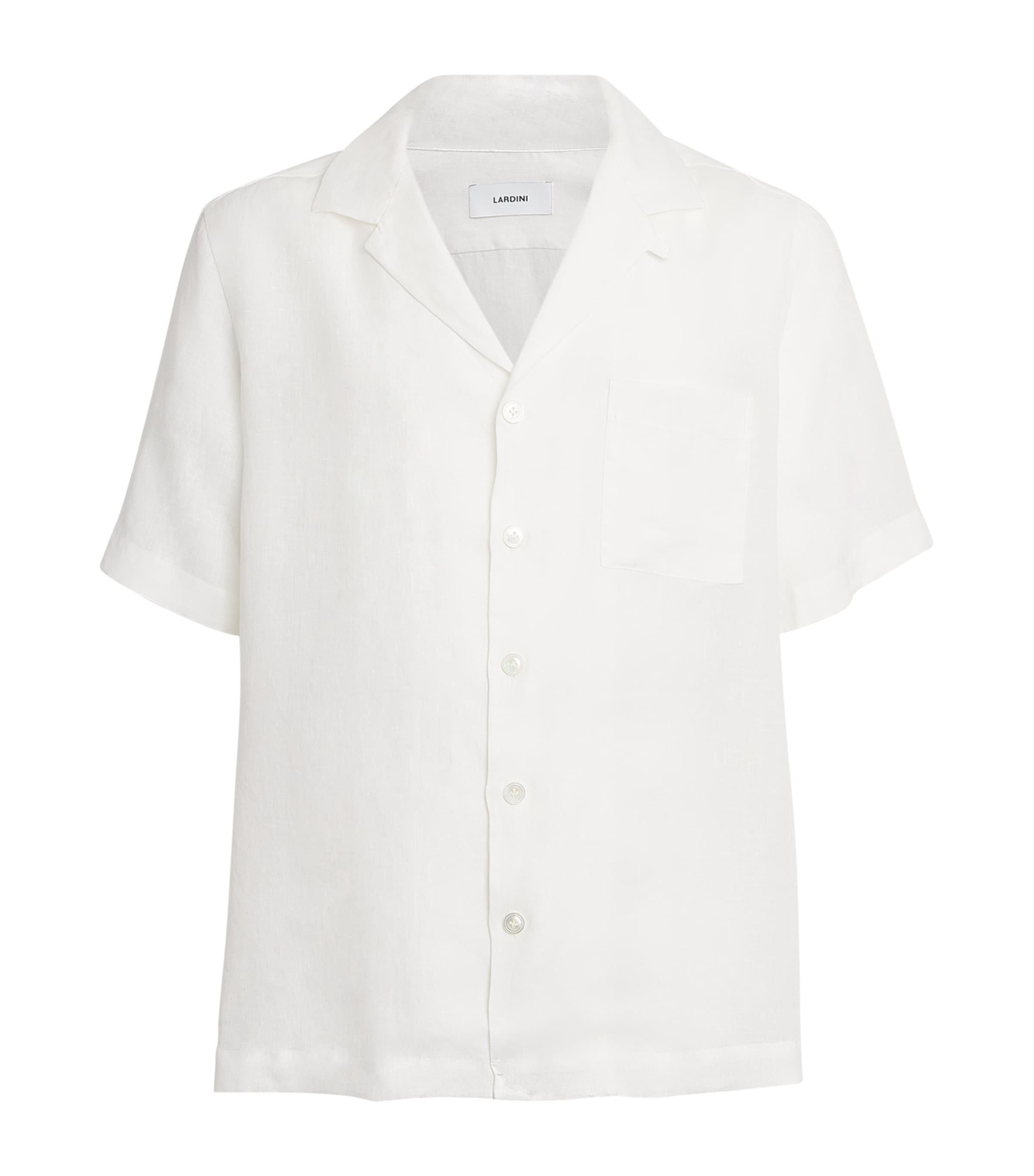 Lardini White Linen Notched-Collar Shirt | Harrods US