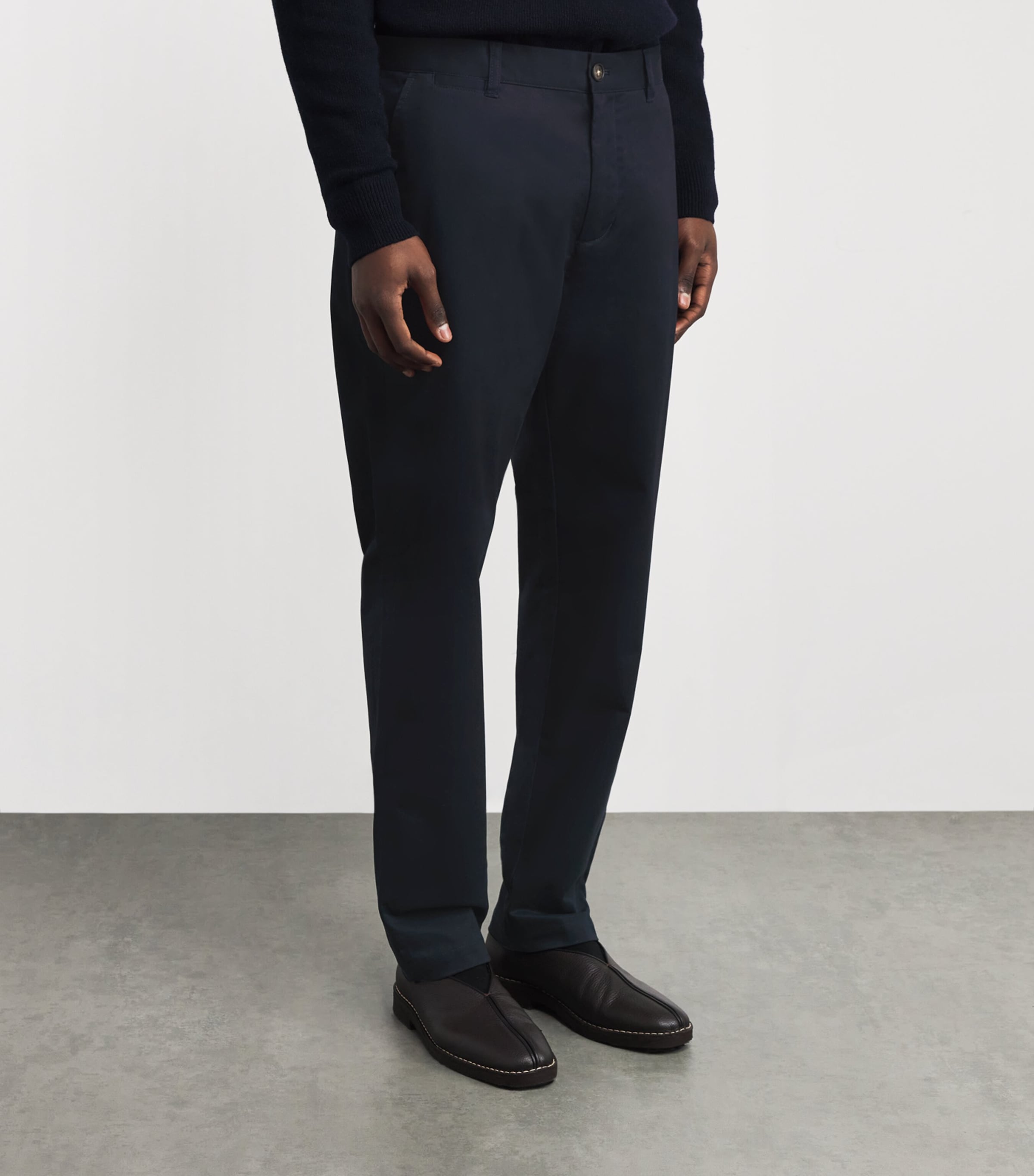 Stretch-Cotton Straight Trousers DARK NAVYNY74 Image 3