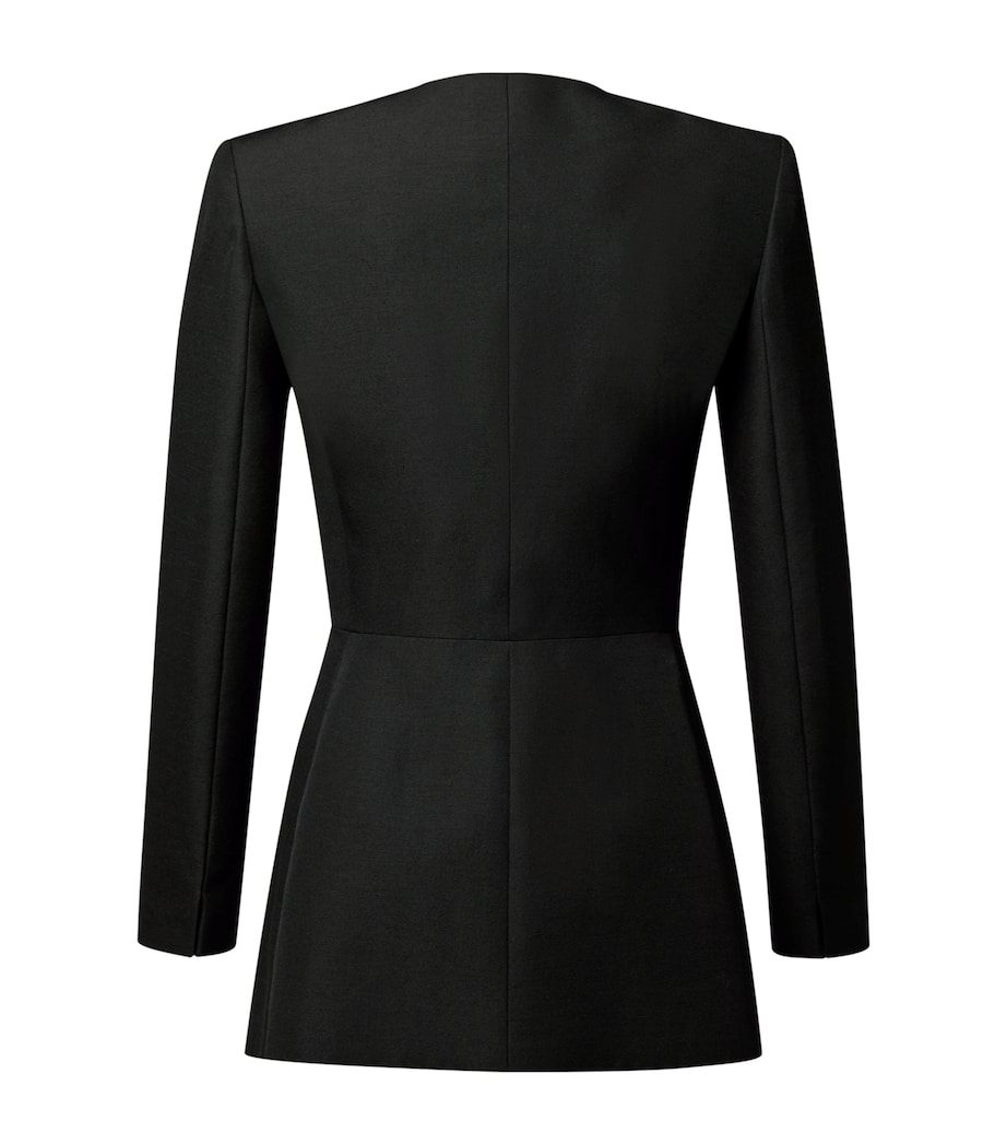 LOUIS VUITTON Womens Wool-Blend Double-Breasted Blazer Noir Image 3
