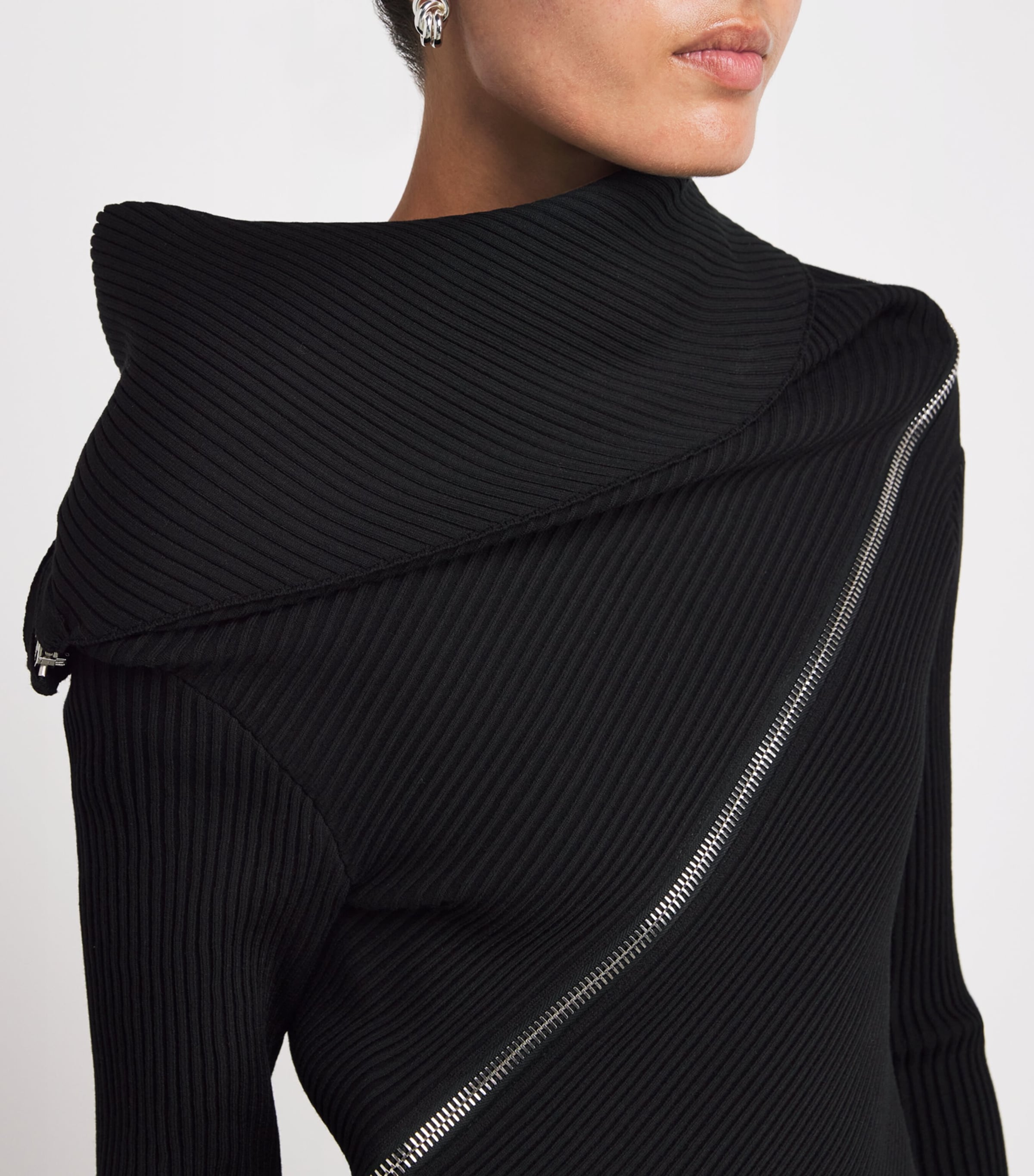 Jean Paul Gaultier Black Zip-Detail High-Neck Sweater | Harrods US