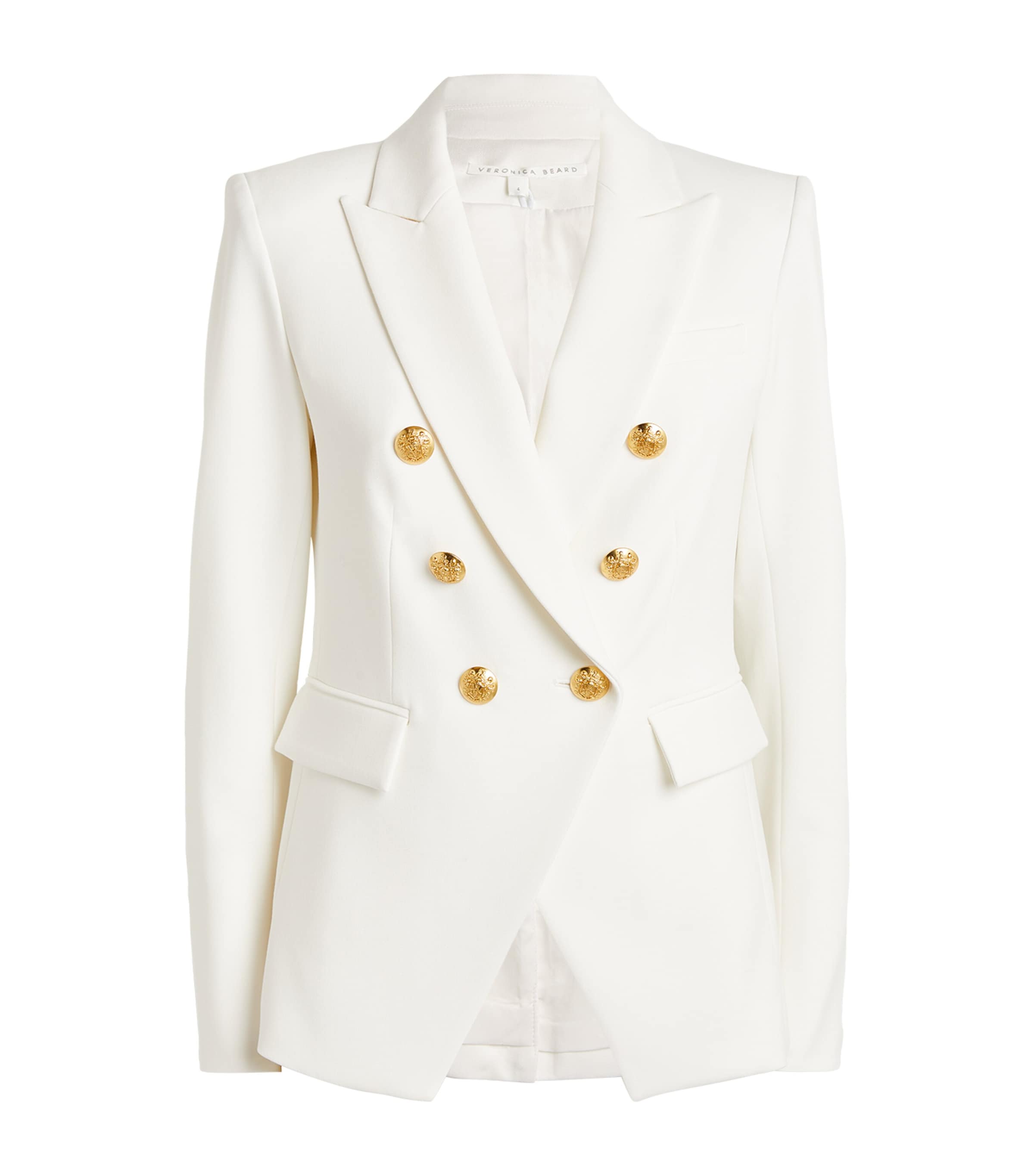 Veronica Beard Miller Dickey Double-breasted Grain De Poudre Blazer In White