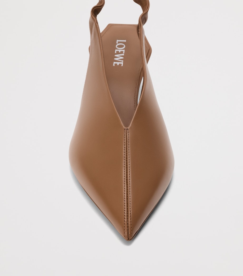 LOEWE Lambskin Origami Cubic Slingback Pumps 45 Mocha Image 4