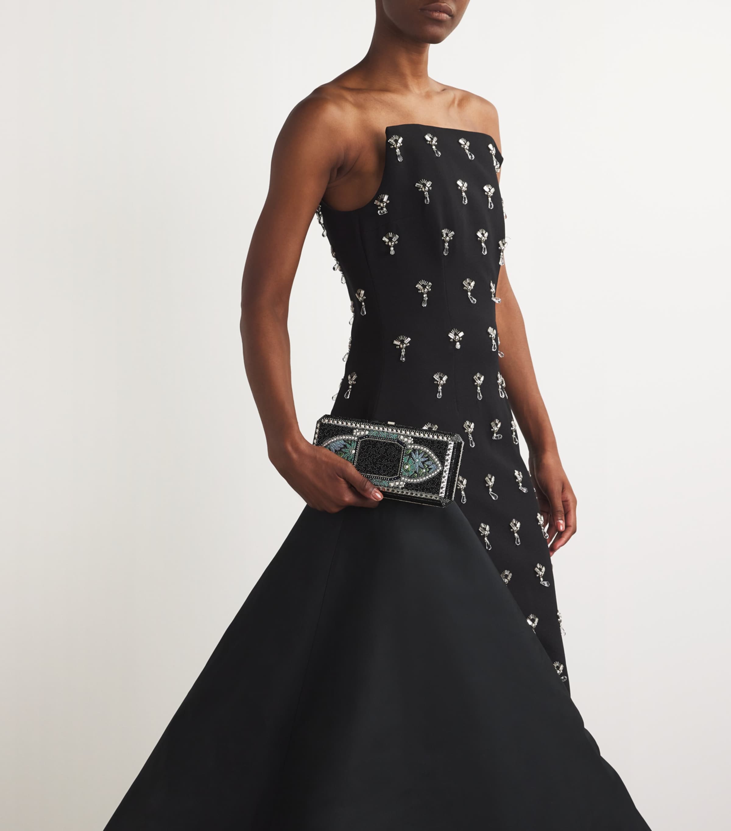 Slim Rectangle Lotus Gem Clutch Bag SJTMT SLVR JT MLTI Image 2