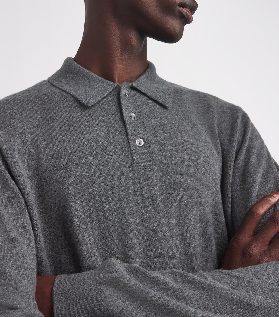 Cashmere Long-Sleeve Polo Shirt 1PG - GREY Image 6