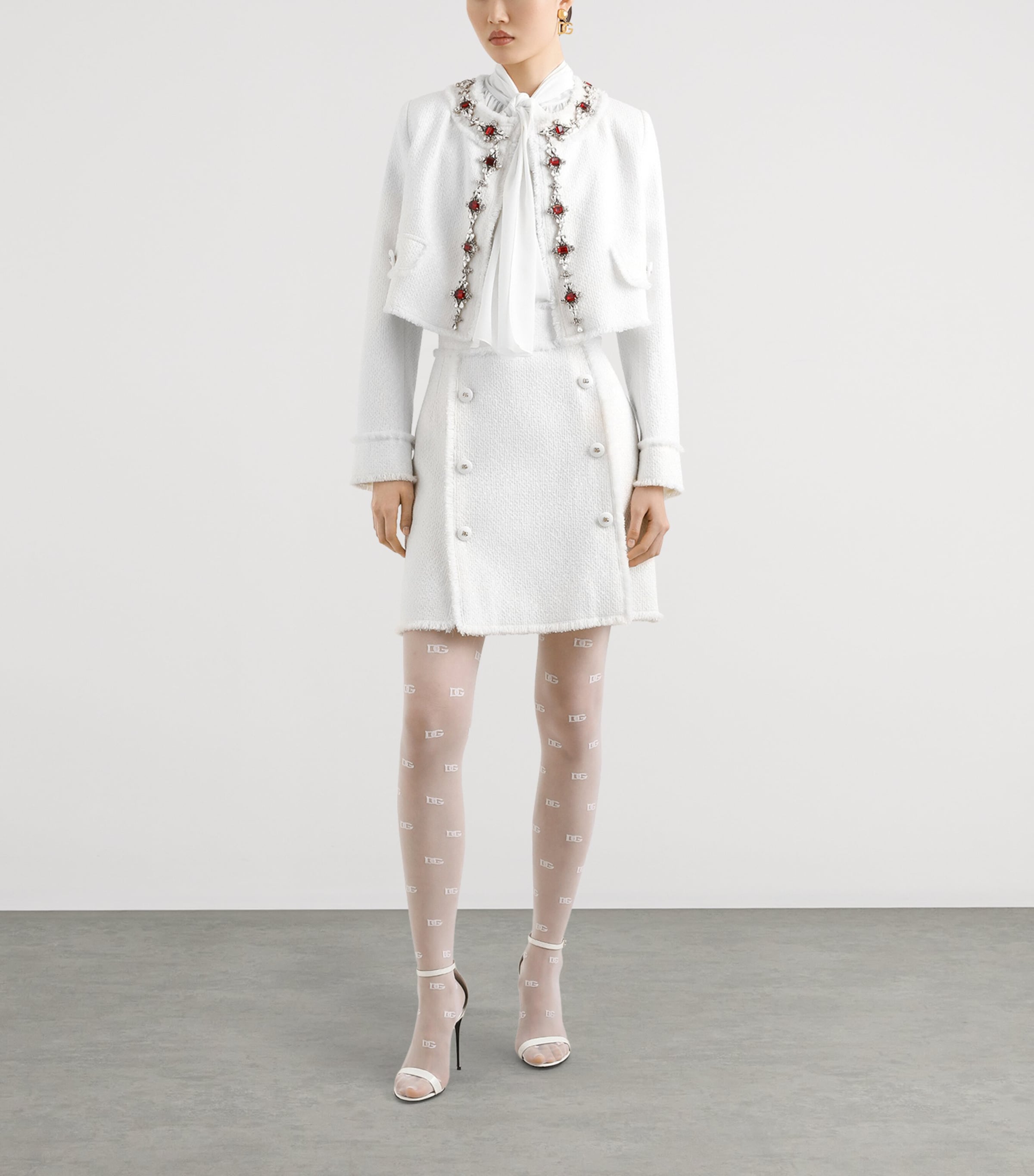 Tweed Embellished Jacket W3789-VERY LIGHT CRE Image 2