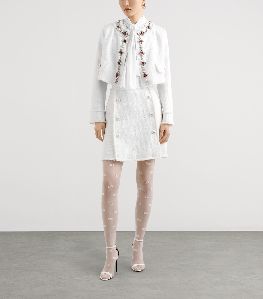 Tweed Embellished Jacket W3789-VERY LIGHT CRE Image 2