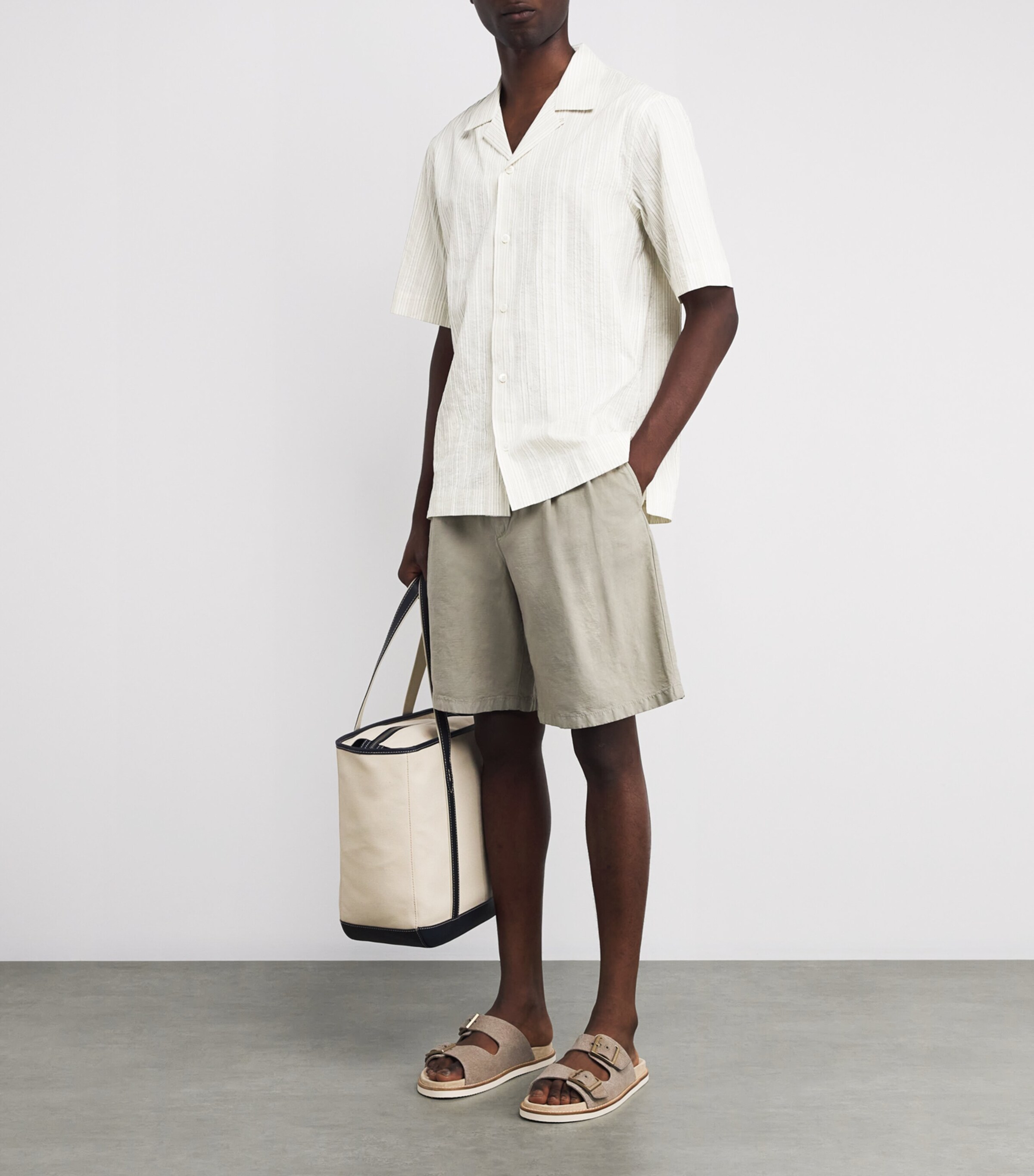 Paul Smith Mens Cotton-Linen Stripe Shirt White Image 2
