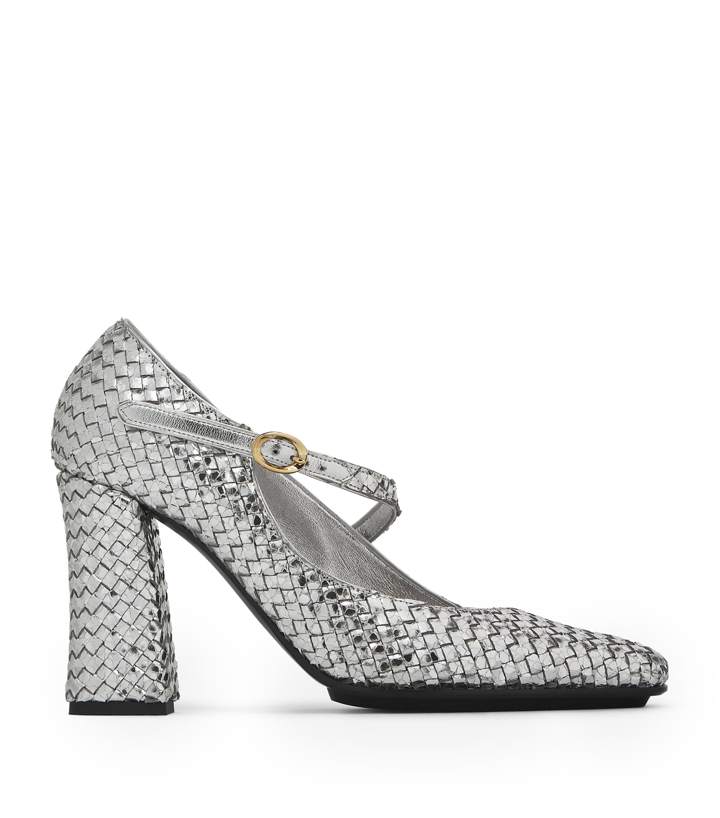 Bottega Veneta Leather Step Pumps 85 In Silver