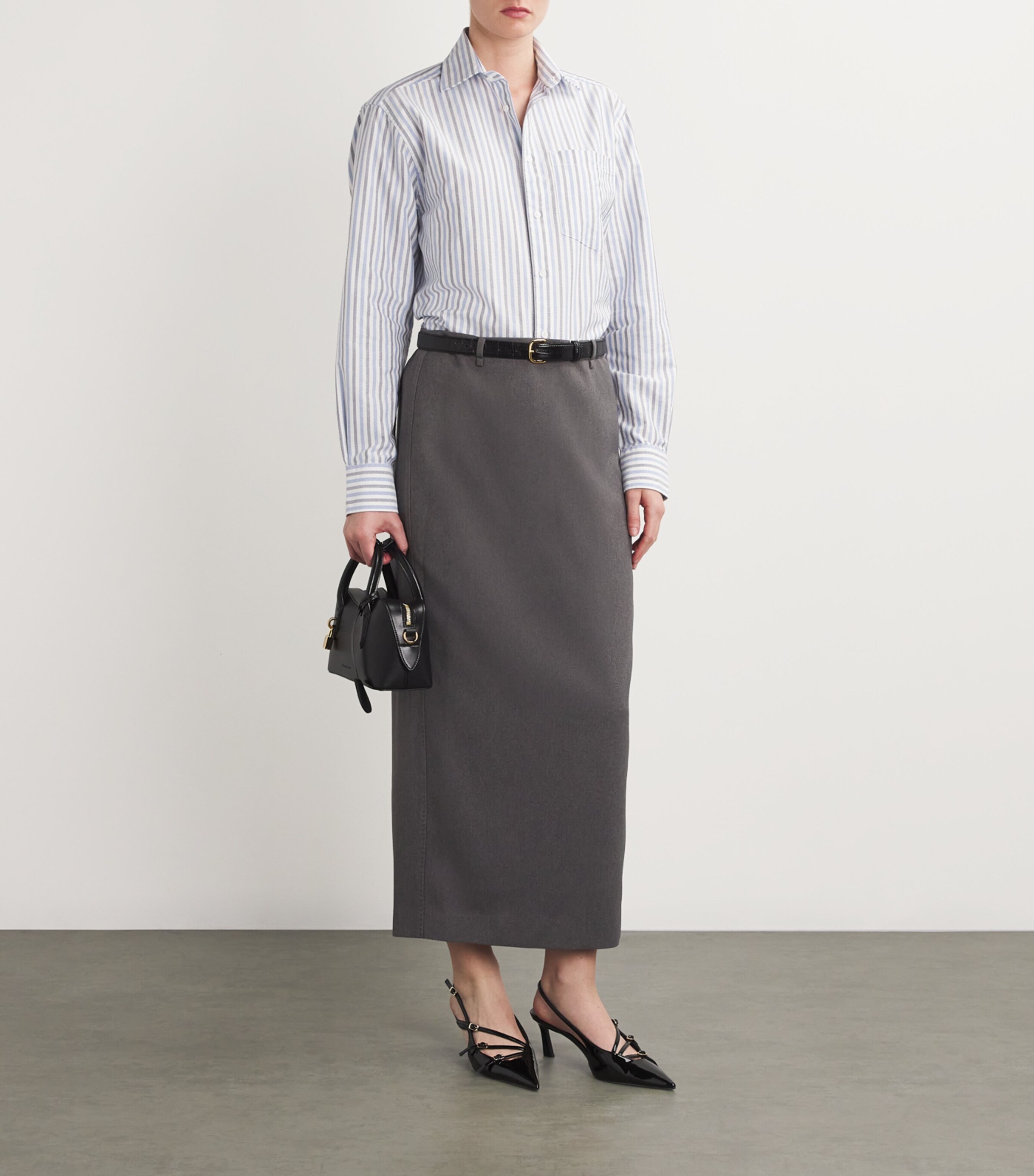 With Nothing Underneath Womens Organic Cotton The Chessie Shirt Navy & Blue Stripe Image 2