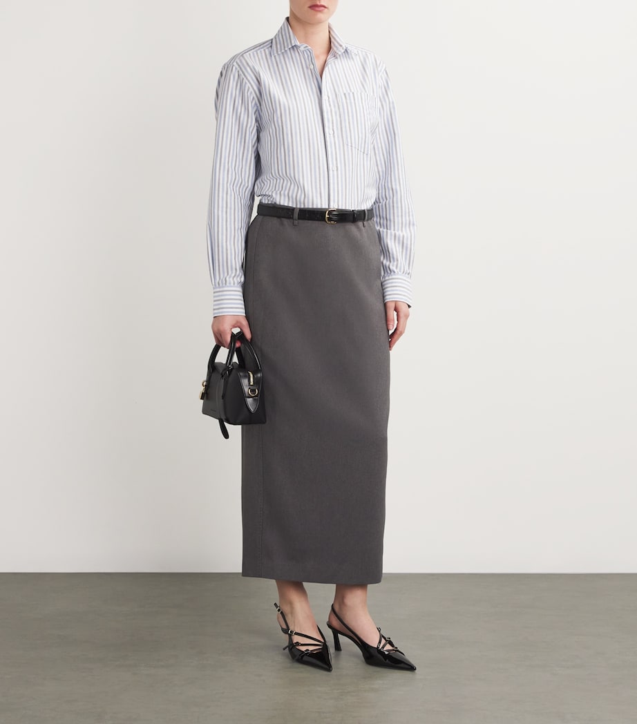 With Nothing Underneath Womens Organic Cotton The Chessie Shirt Navy & Blue Stripe Image 2