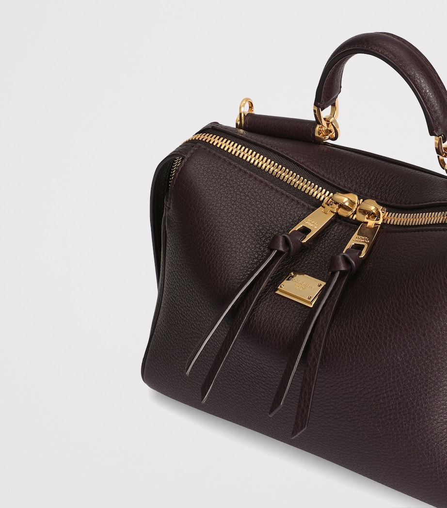 Dolce&Gabbana Calfskin Vittoria Top-Handle Bag Wine Image 8