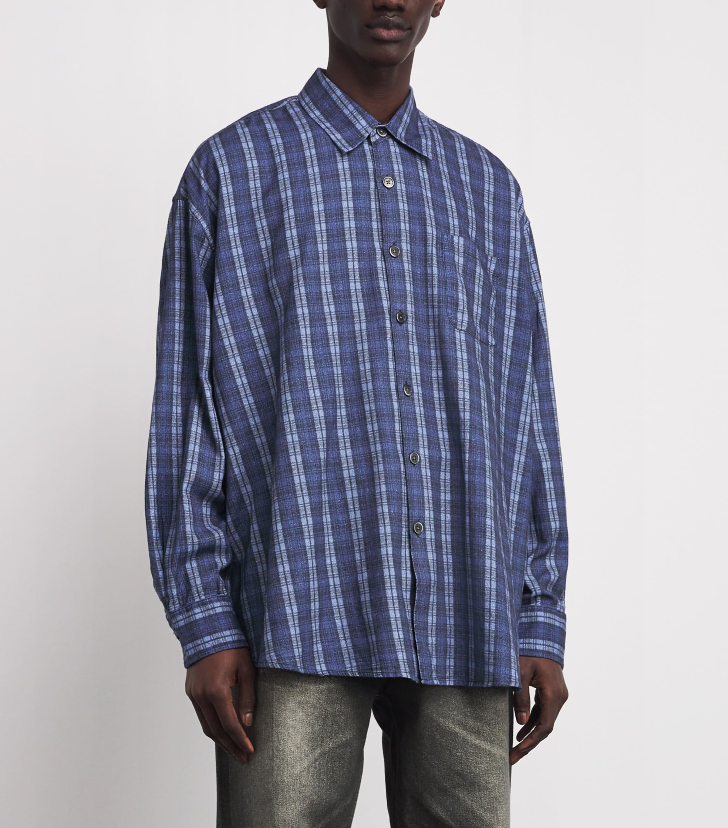 Our Legacy Mens Borrowed Shirt Check Please Print Image 3