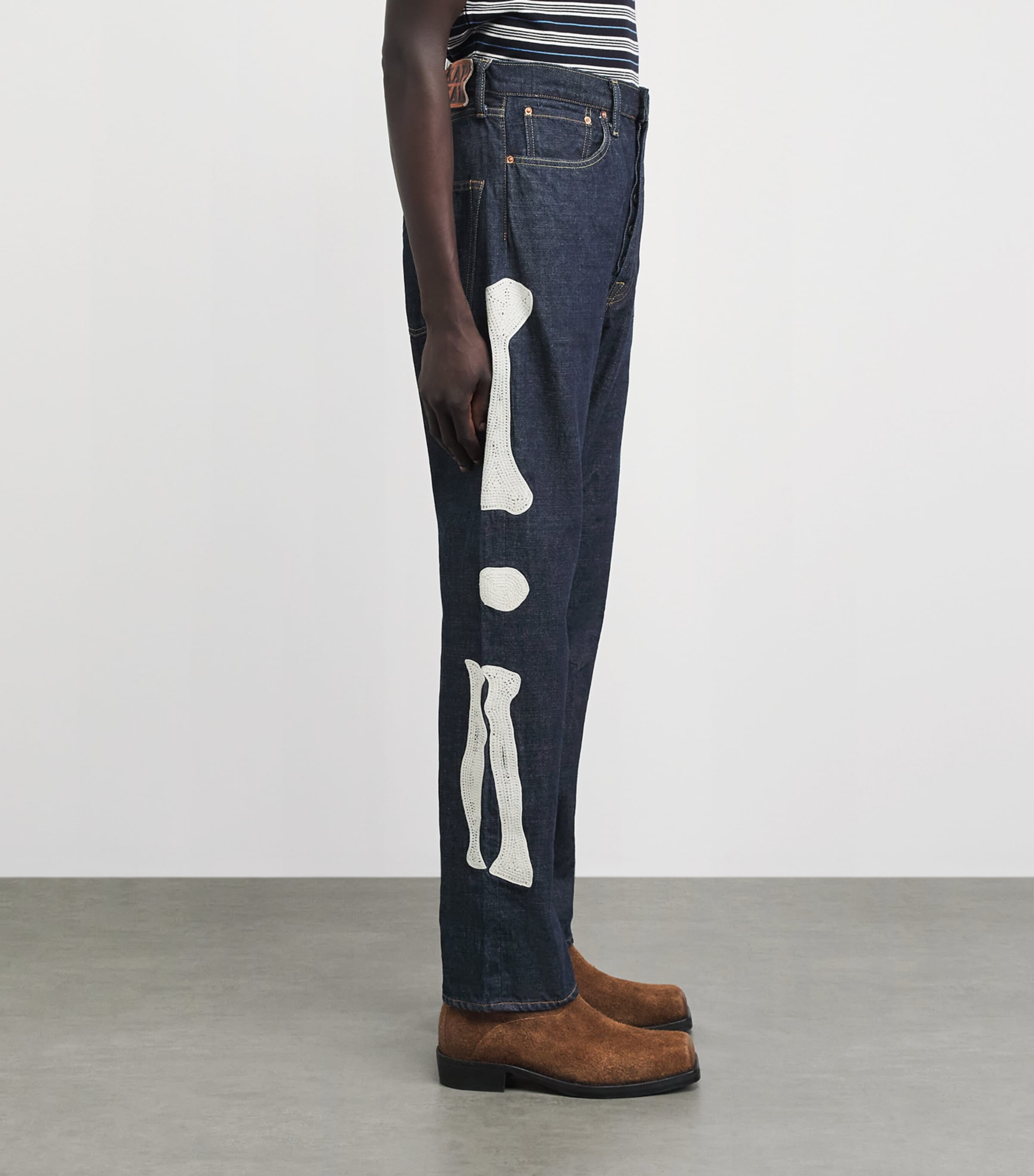 Kapital Mens Skeleton Mexican Tuxedo Straight Jeans Idg Image 4